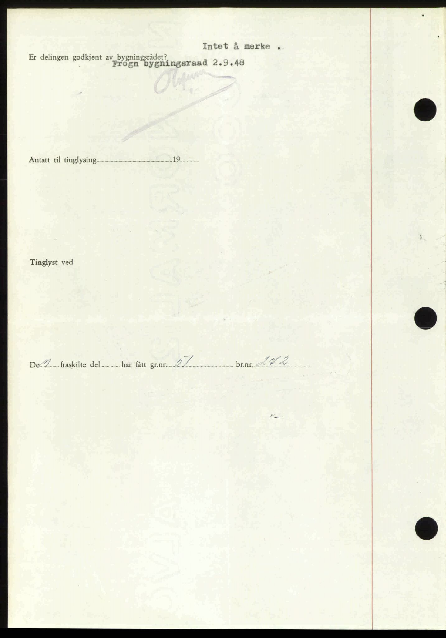 Follo sorenskriveri, SAO/A-10274/G/Ga/Gaa/L0085: Mortgage book no. I 85, 1948-1948, Diary no: : 3234/1948