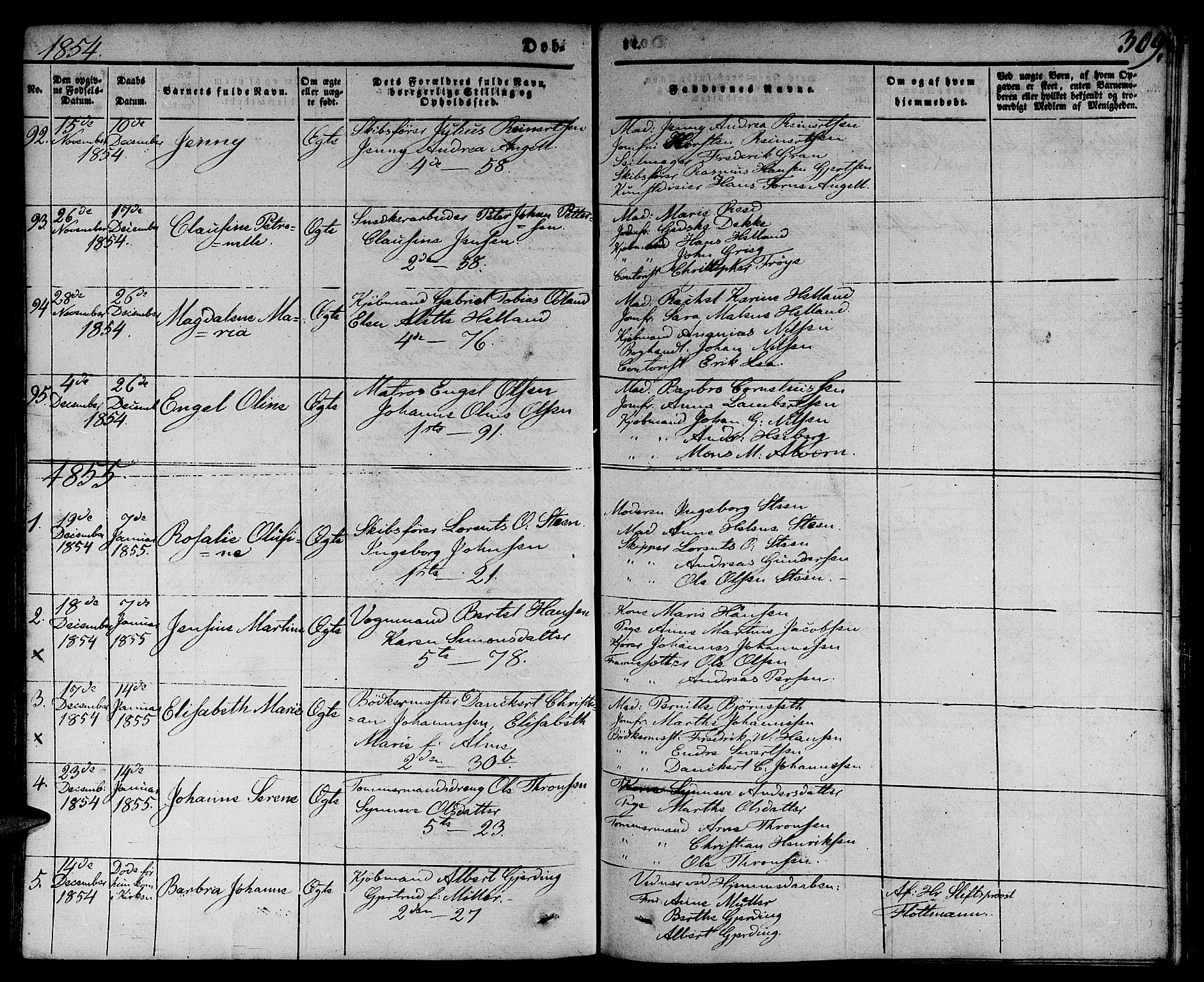 Nykirken Sokneprestembete, SAB/A-77101/H/Hab: Parish register (copy) no. B 1, 1842-1858, p. 309