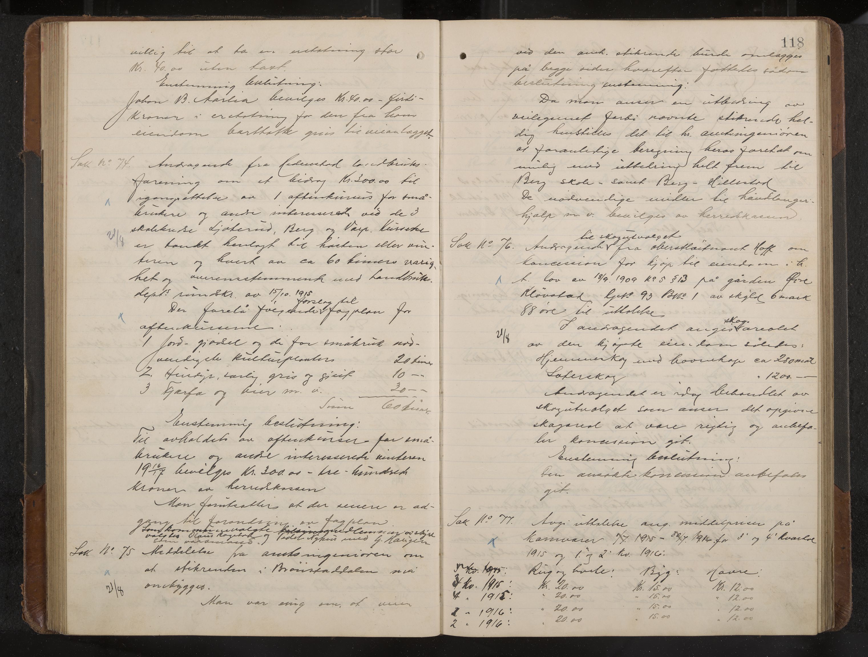 Øvre Sandsvær formannskap og sentraladministrasjon, IKAK/0630021/A/L0002: Møtebok med register, 1914-1919, p. 118