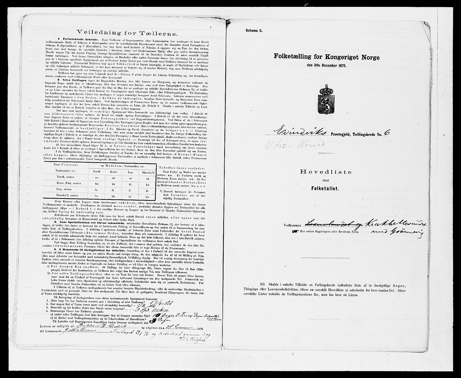 SAB, 1875 census for 1411P Eivindvik, 1875, p. 955