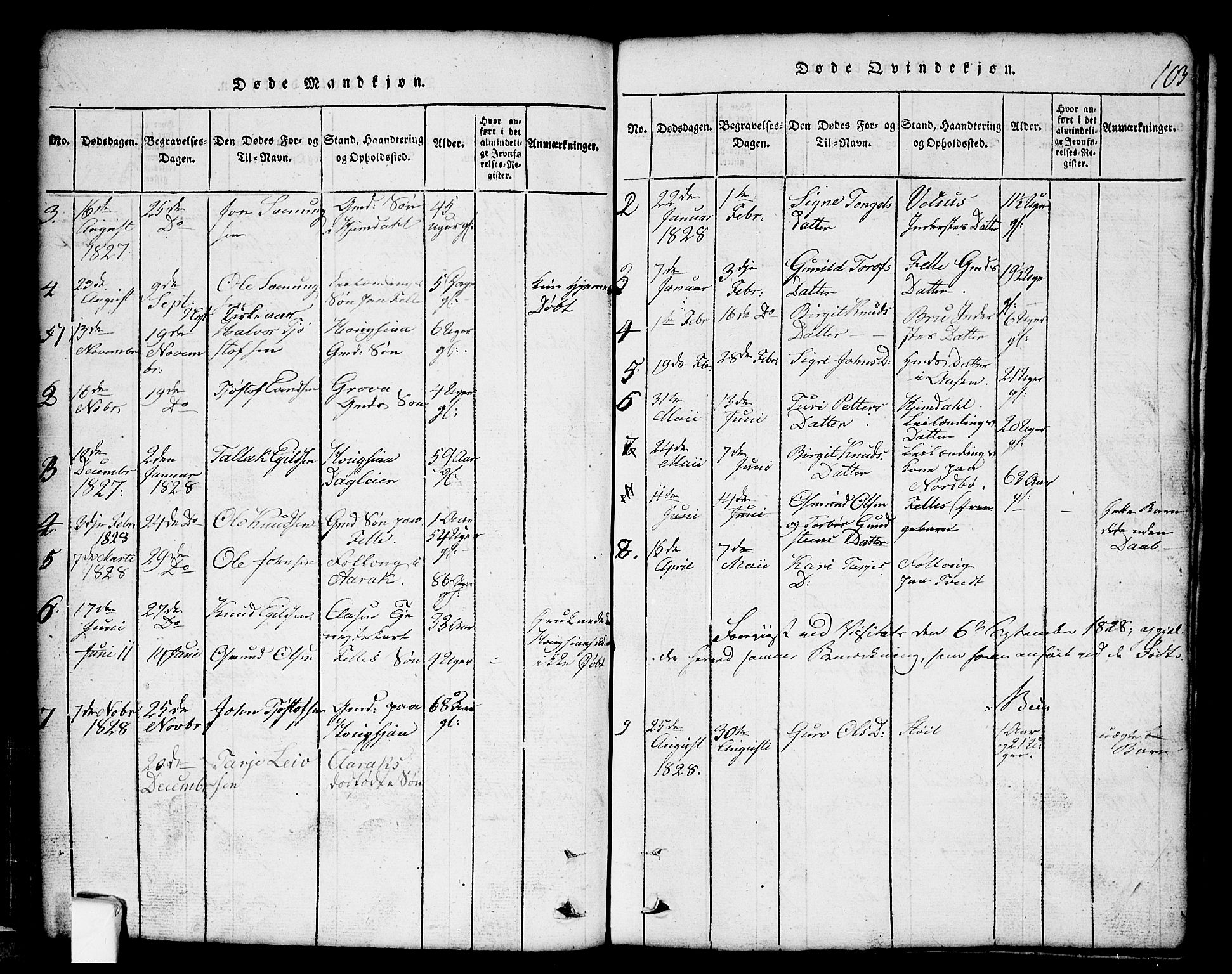Nissedal kirkebøker, SAKO/A-288/G/Gb/L0001: Parish register (copy) no. II 1, 1814-1862, p. 103