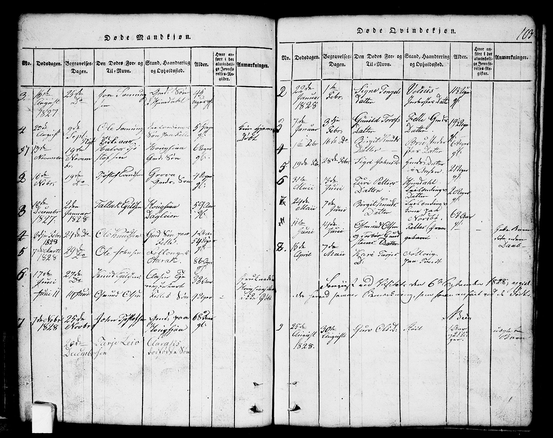 Nissedal kirkebøker, AV/SAKO-A-288/G/Gb/L0001: Parish register (copy) no. II 1, 1814-1862, p. 103