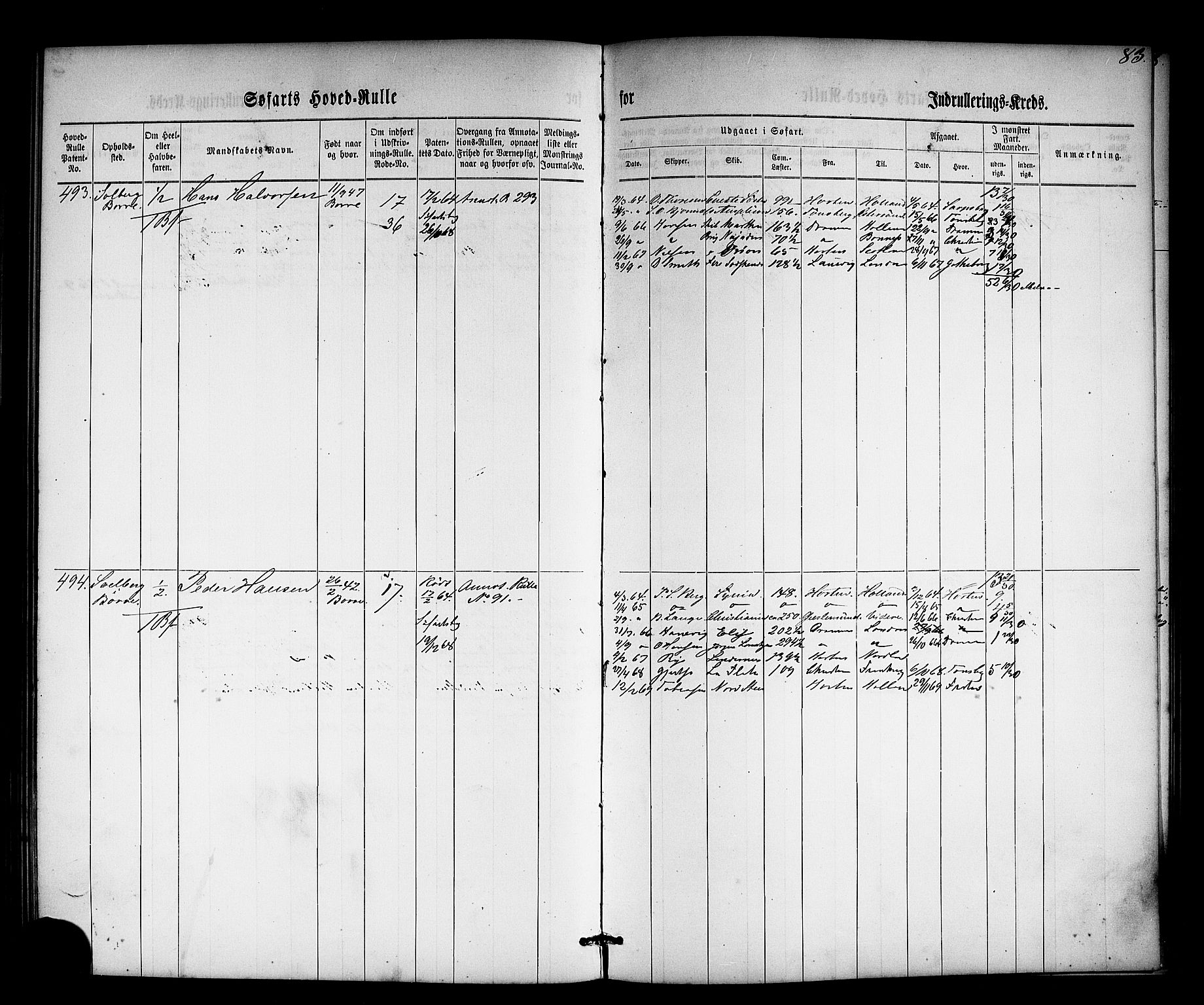 Horten innrulleringskontor, SAKO/A-785/F/Fc/L0002: Hovedrulle, 1861-1868, p. 102