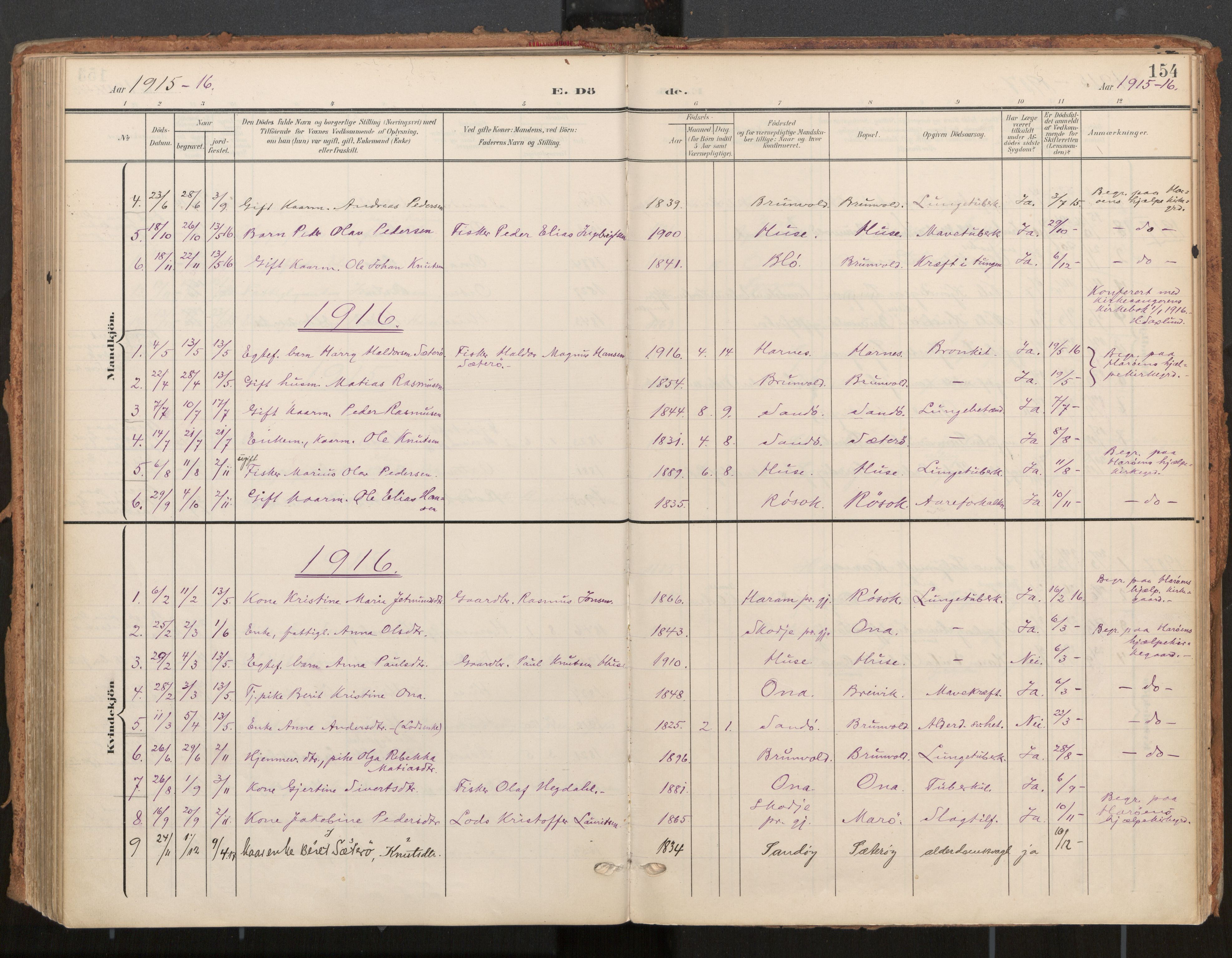 Ministerialprotokoller, klokkerbøker og fødselsregistre - Møre og Romsdal, AV/SAT-A-1454/561/L0730: Parish register (official) no. 561A04, 1901-1929, p. 154