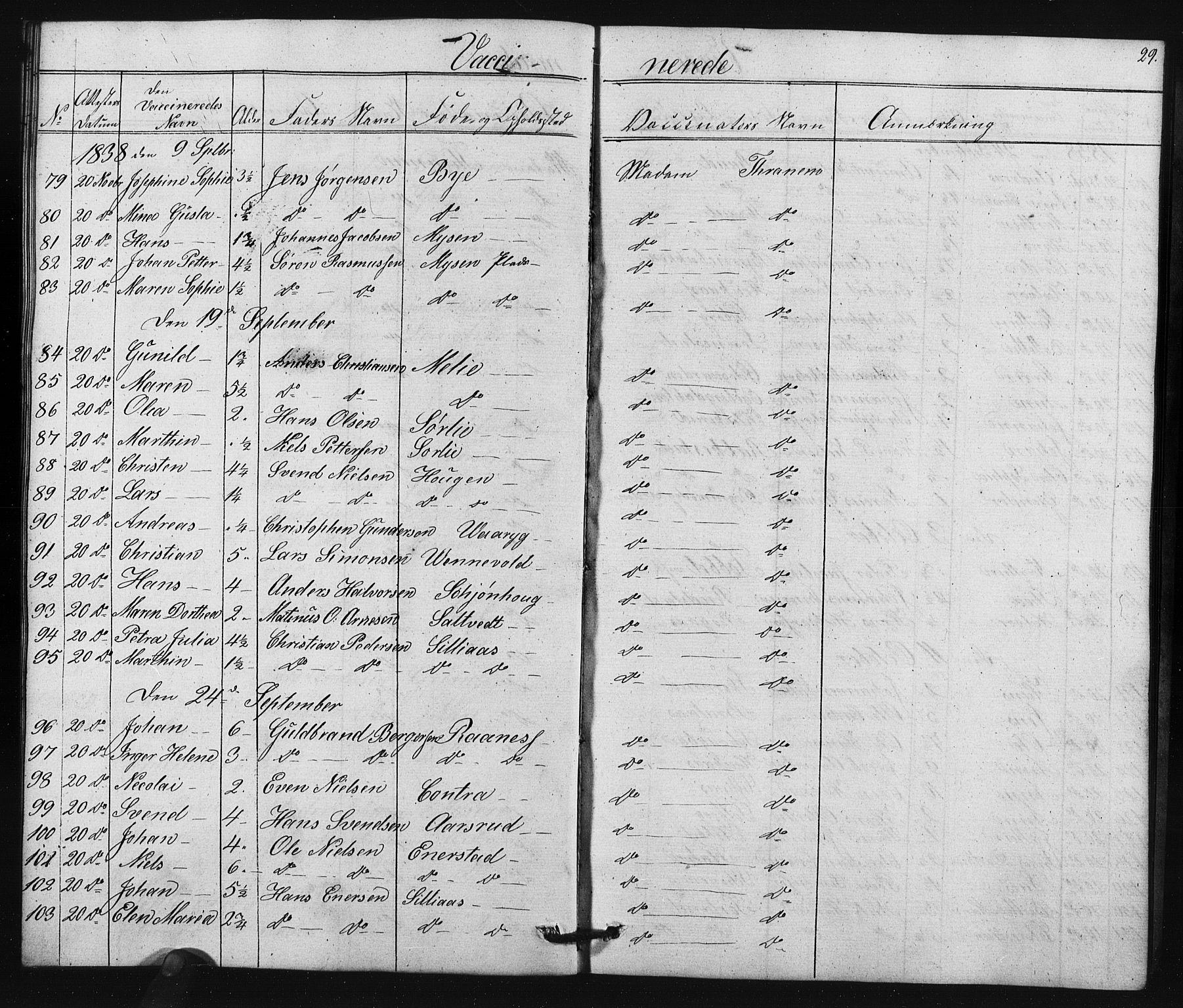 Enebakk prestekontor Kirkebøker, SAO/A-10171c/F/Fa/L0015: Parish register (official) no. I 15, 1830-1867, p. 29