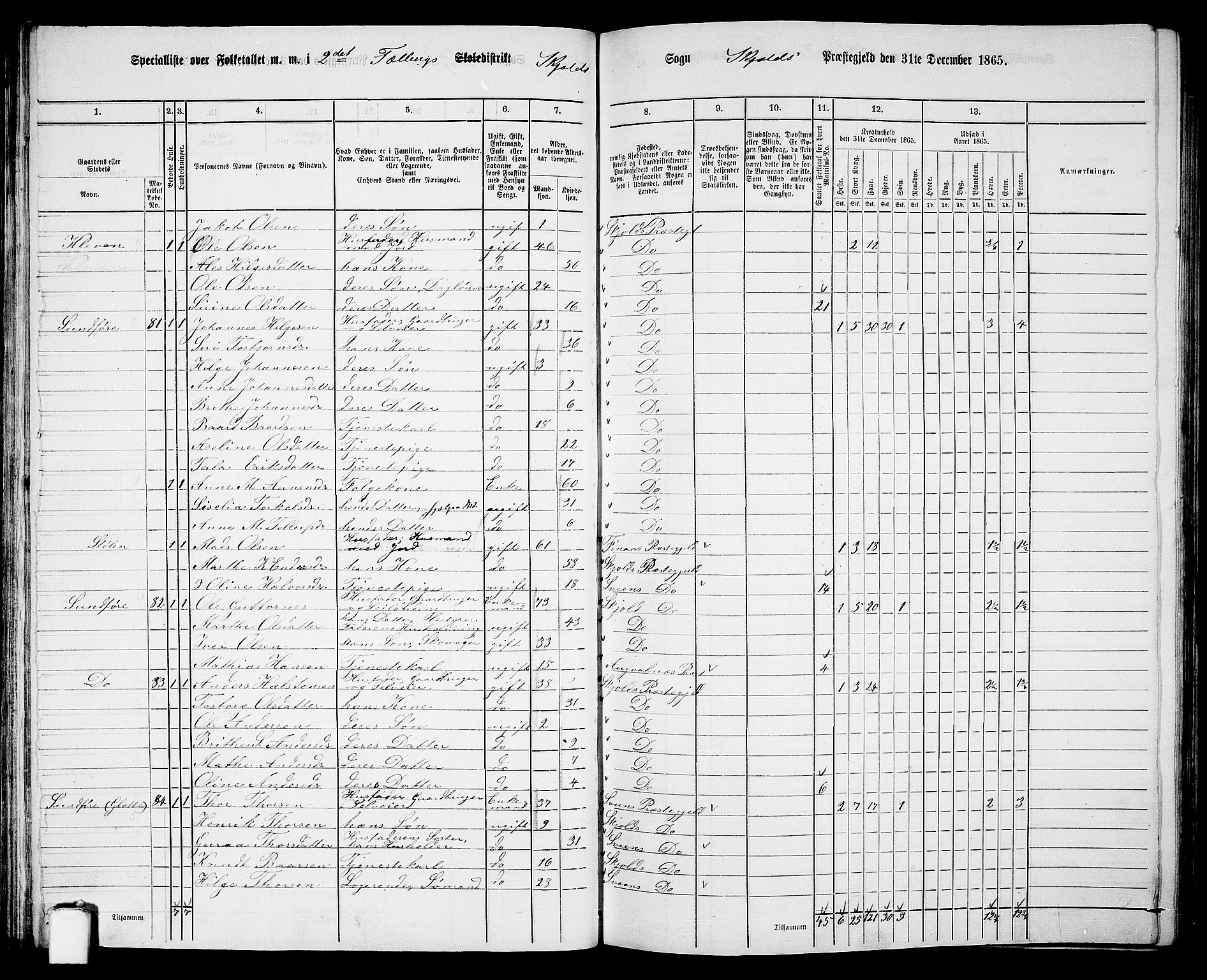 RA, 1865 census for Skjold, 1865, p. 39