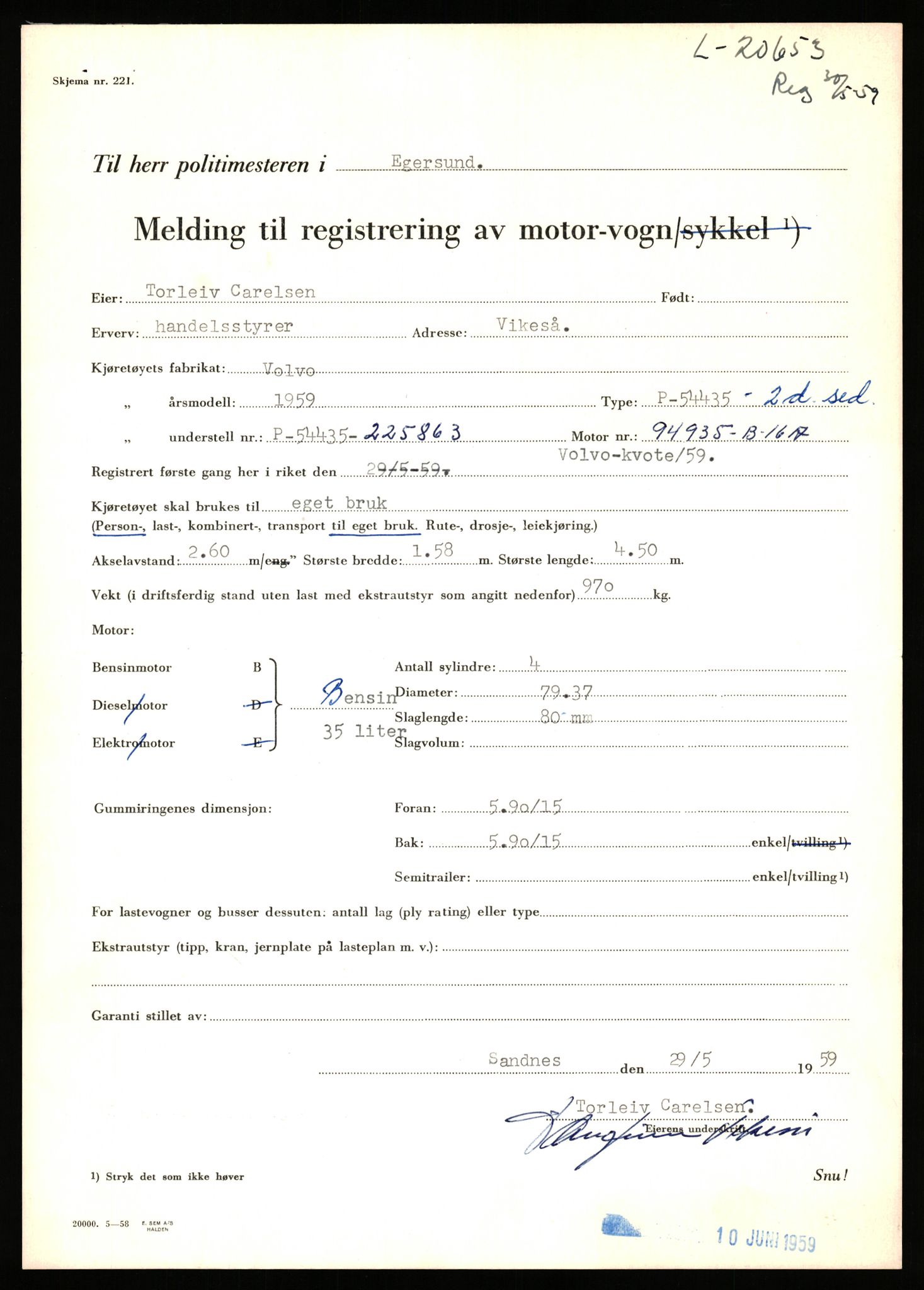 Stavanger trafikkstasjon, AV/SAST-A-101942/0/F/L0037: L-20500 - L-21499, 1930-1971, p. 541