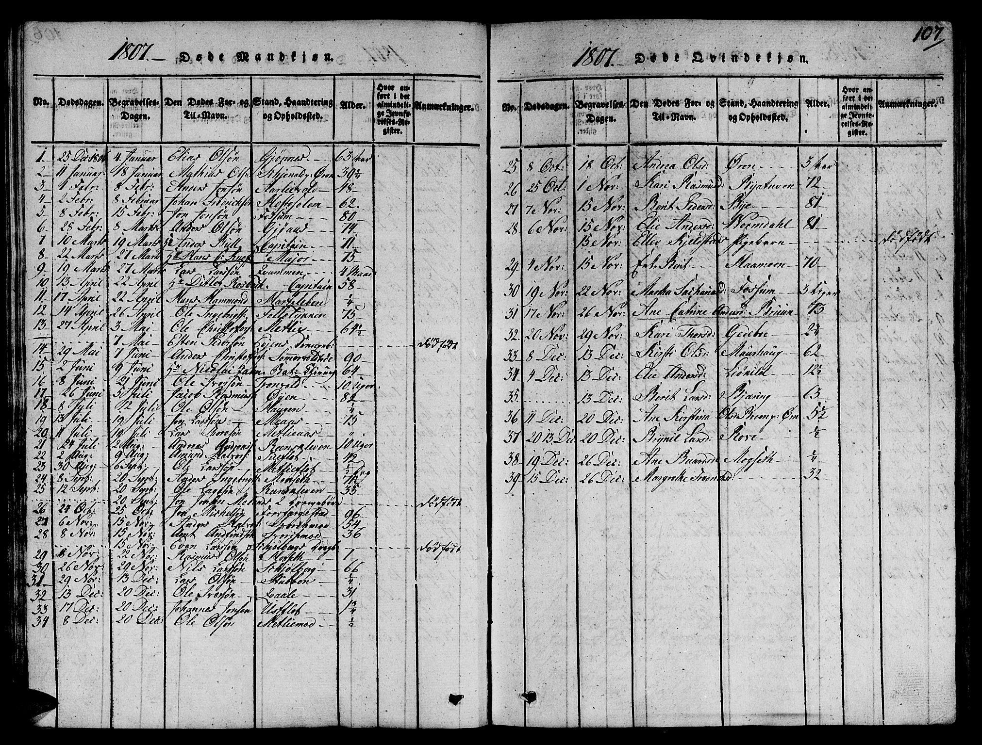 Ministerialprotokoller, klokkerbøker og fødselsregistre - Sør-Trøndelag, AV/SAT-A-1456/668/L0803: Parish register (official) no. 668A03, 1800-1826, p. 107