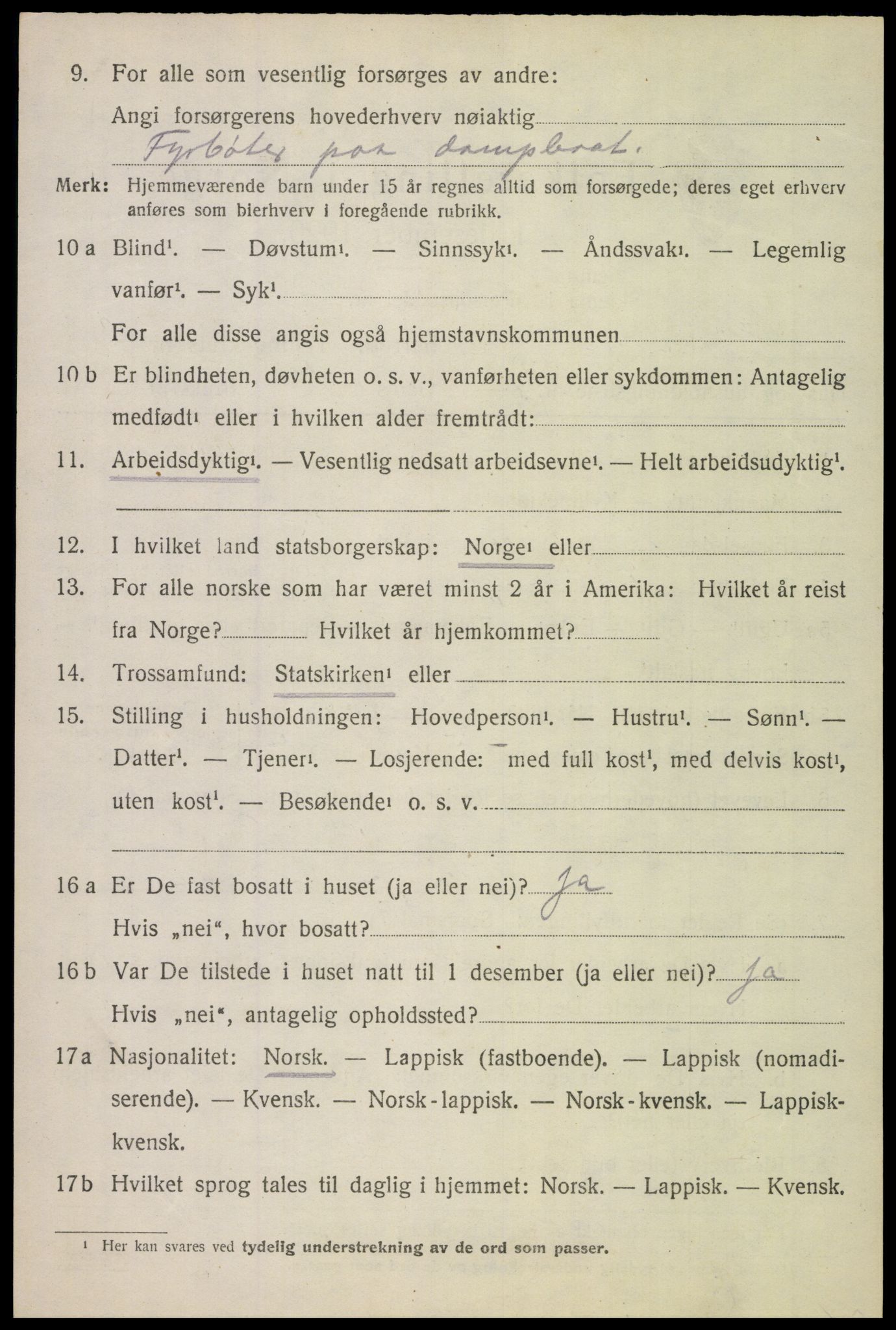 SAT, 1920 census for Lødingen, 1920, p. 2074