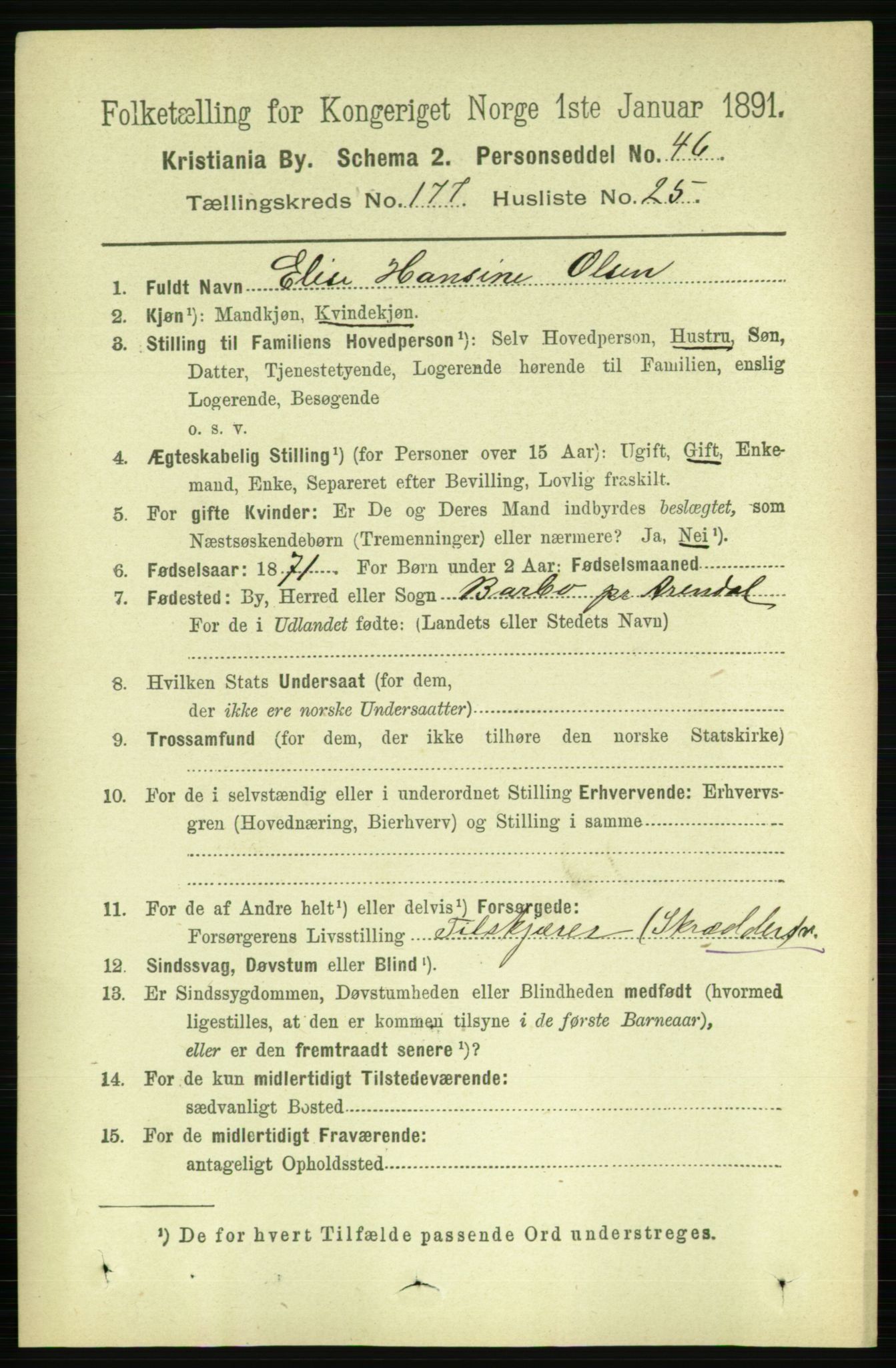 RA, 1891 census for 0301 Kristiania, 1891, p. 106944