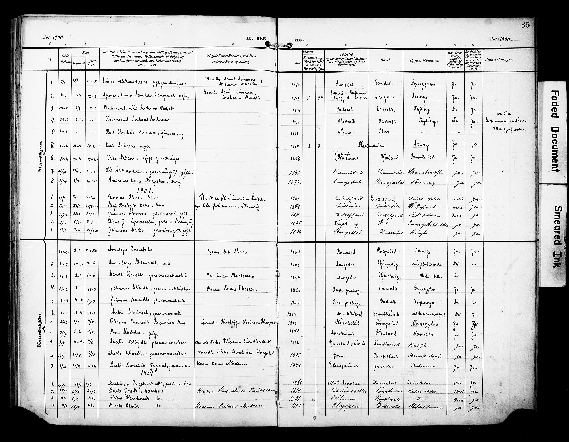 Kinn sokneprestembete, AV/SAB-A-80801/H/Hab/Habe/L0002: Parish register (copy) no. E 2, 1900-1926, p. 85