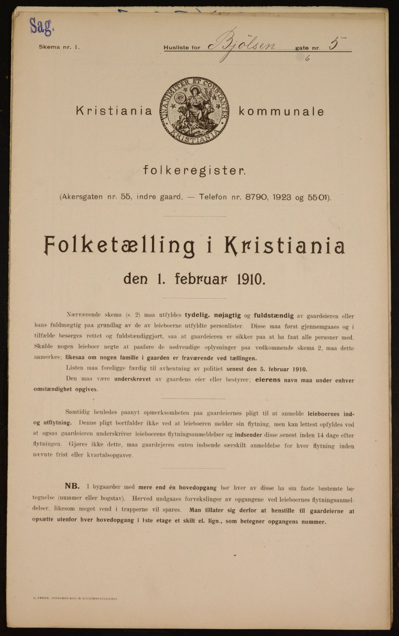 OBA, Municipal Census 1910 for Kristiania, 1910, p. 6247