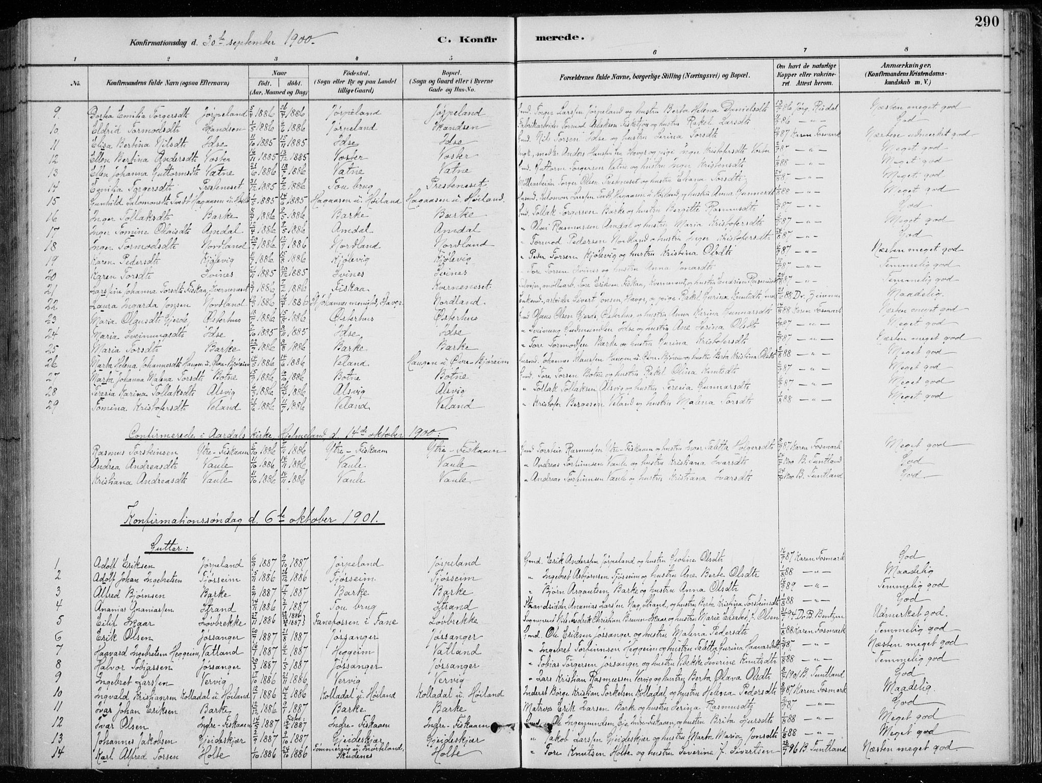 Strand sokneprestkontor, SAST/A-101828/H/Ha/Hab/L0004: Parish register (copy) no. B 4, 1878-1903, p. 290