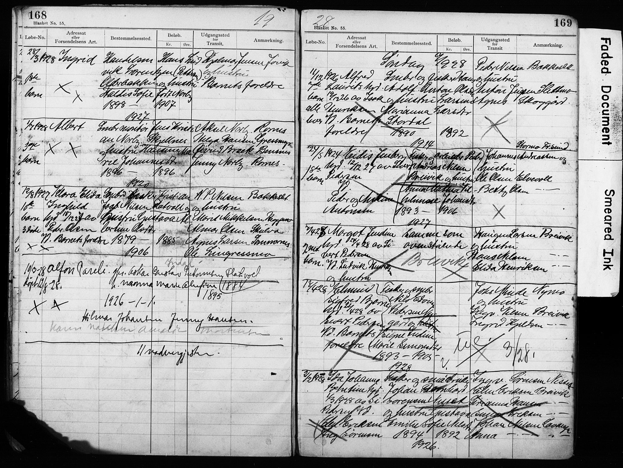 Lyngen sokneprestembete, AV/SATØ-S-1289/H/Ha/L0052/0002: Baptism register no. 52.2, 1915-1928, p. 168-169