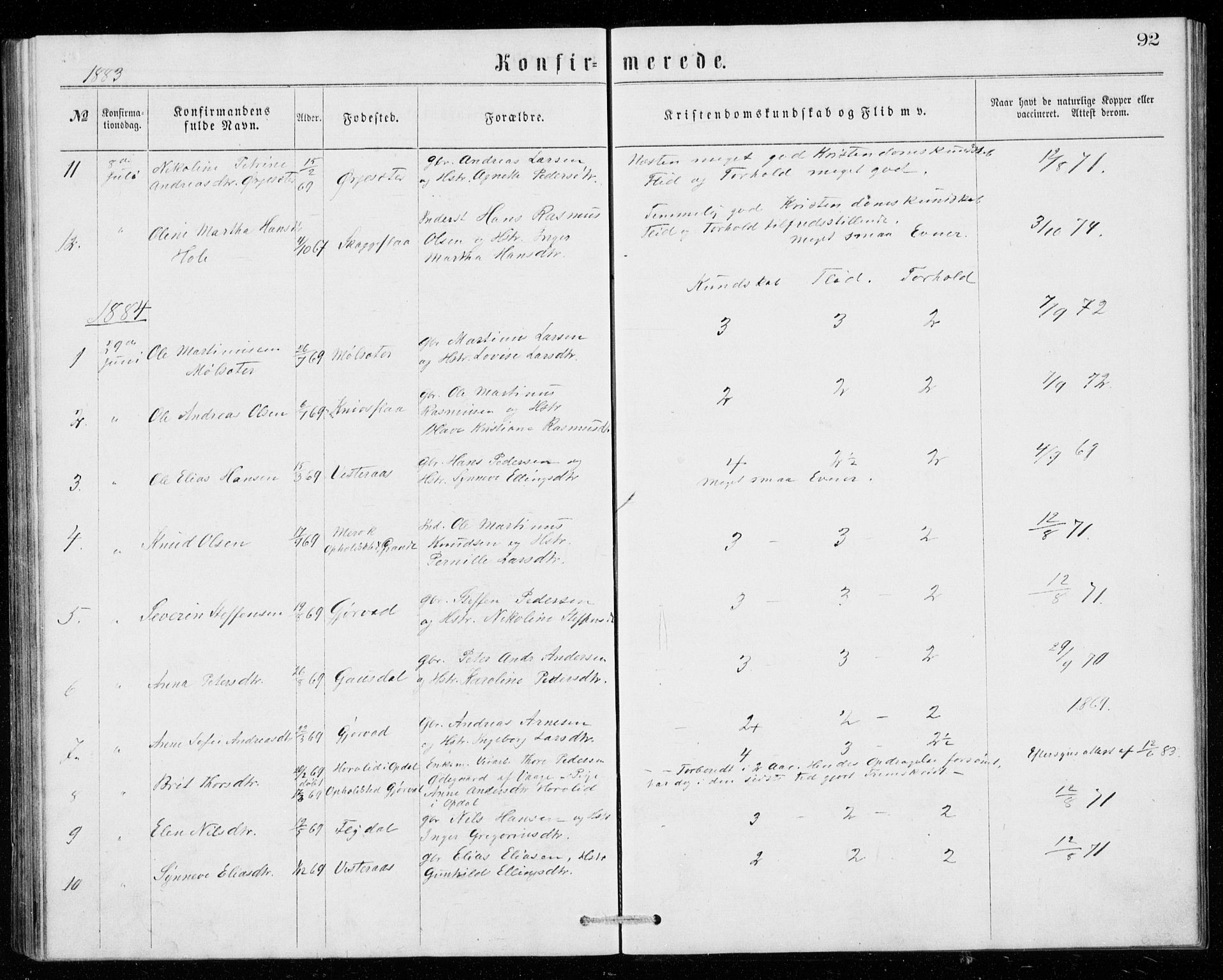 Ministerialprotokoller, klokkerbøker og fødselsregistre - Møre og Romsdal, SAT/A-1454/518/L0235: Parish register (copy) no. 518C02, 1867-1888, p. 92