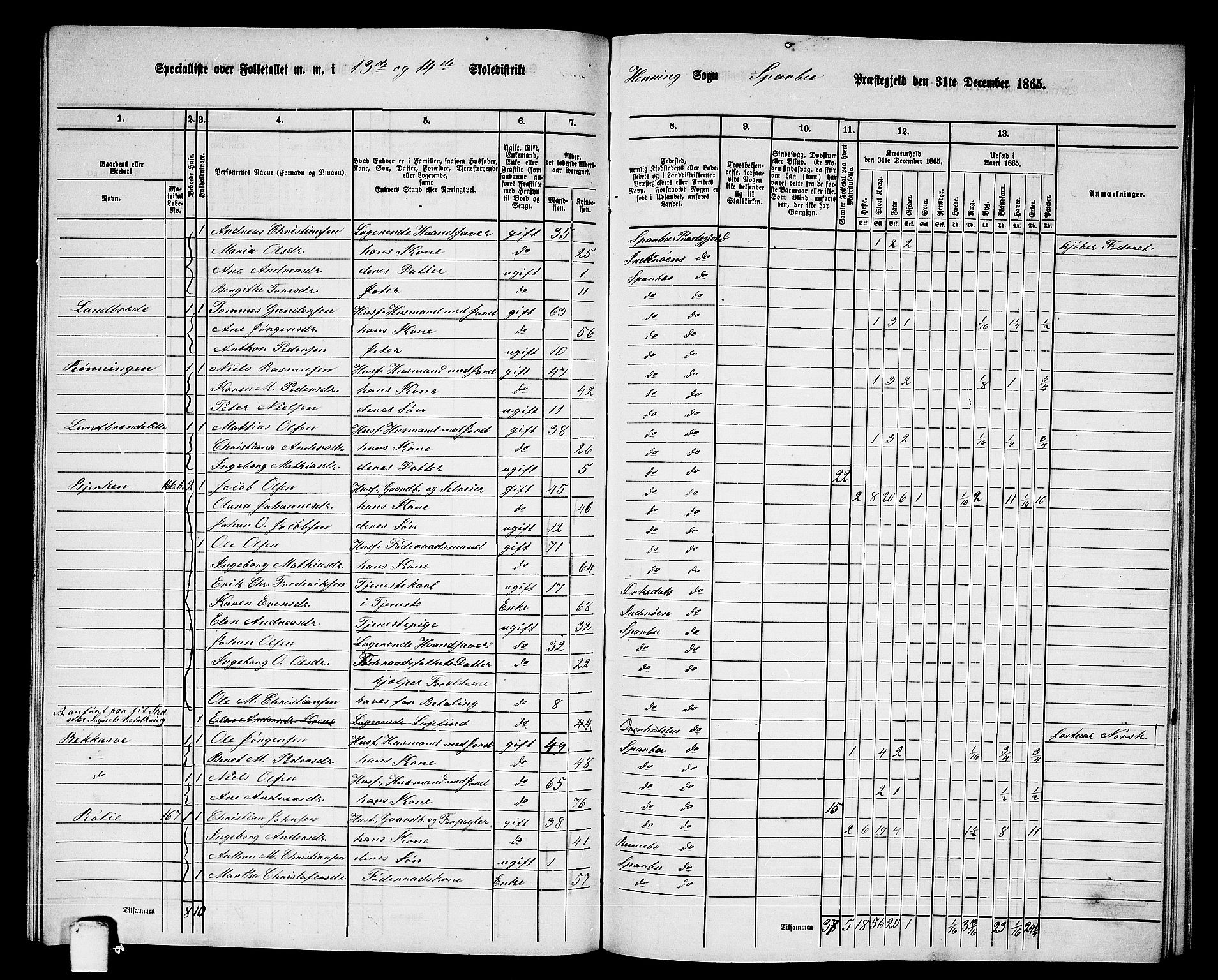 RA, 1865 census for Sparbu, 1865, p. 168