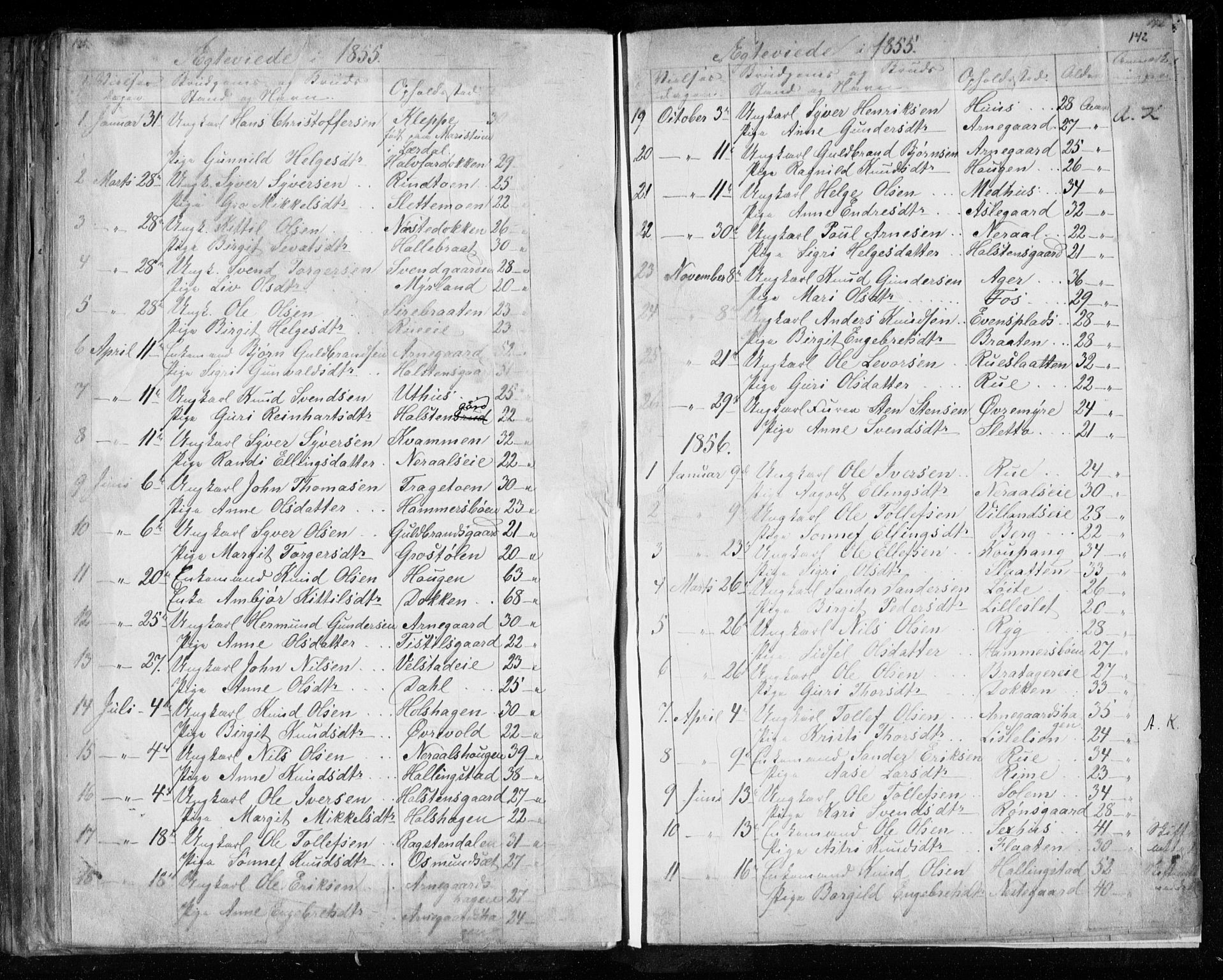 Hol kirkebøker, AV/SAKO-A-227/F/Fa/L0001: Parish register (official) no. I 1, 1850-1870, p. 141-142