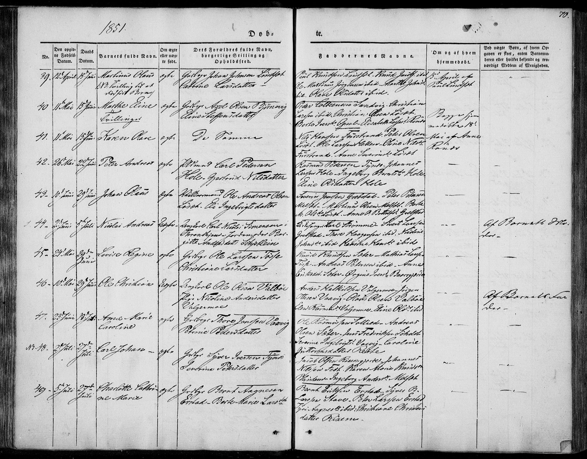 Ministerialprotokoller, klokkerbøker og fødselsregistre - Møre og Romsdal, AV/SAT-A-1454/522/L0312: Parish register (official) no. 522A07, 1843-1851, p. 70