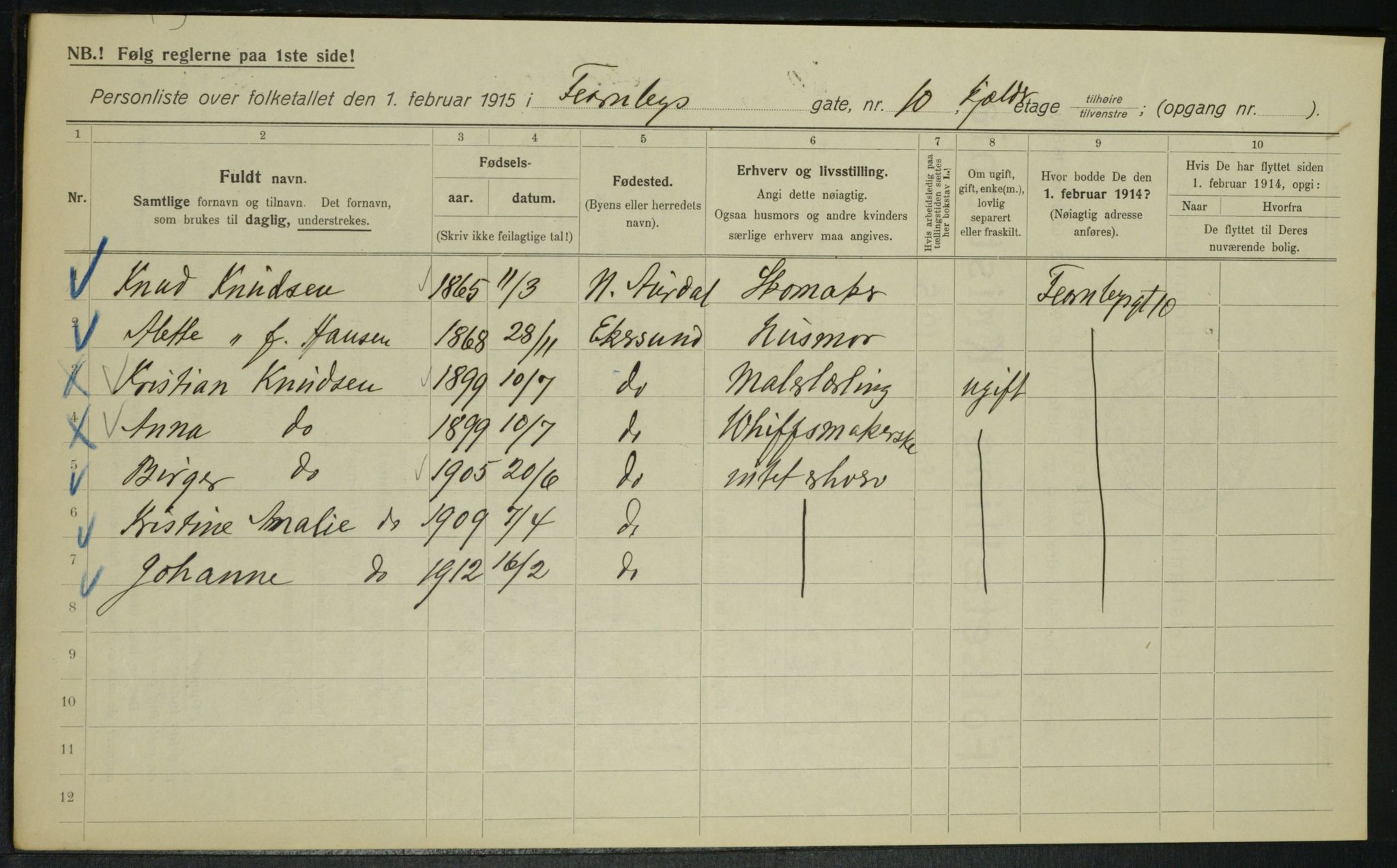 OBA, Municipal Census 1915 for Kristiania, 1915, p. 23539