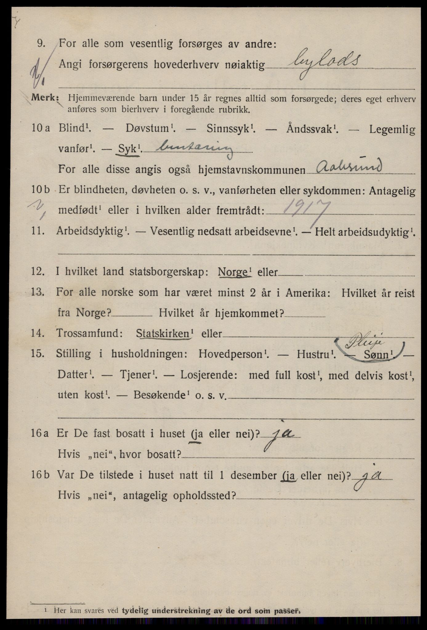 SAT, 1920 census for Ålesund, 1920, p. 23837