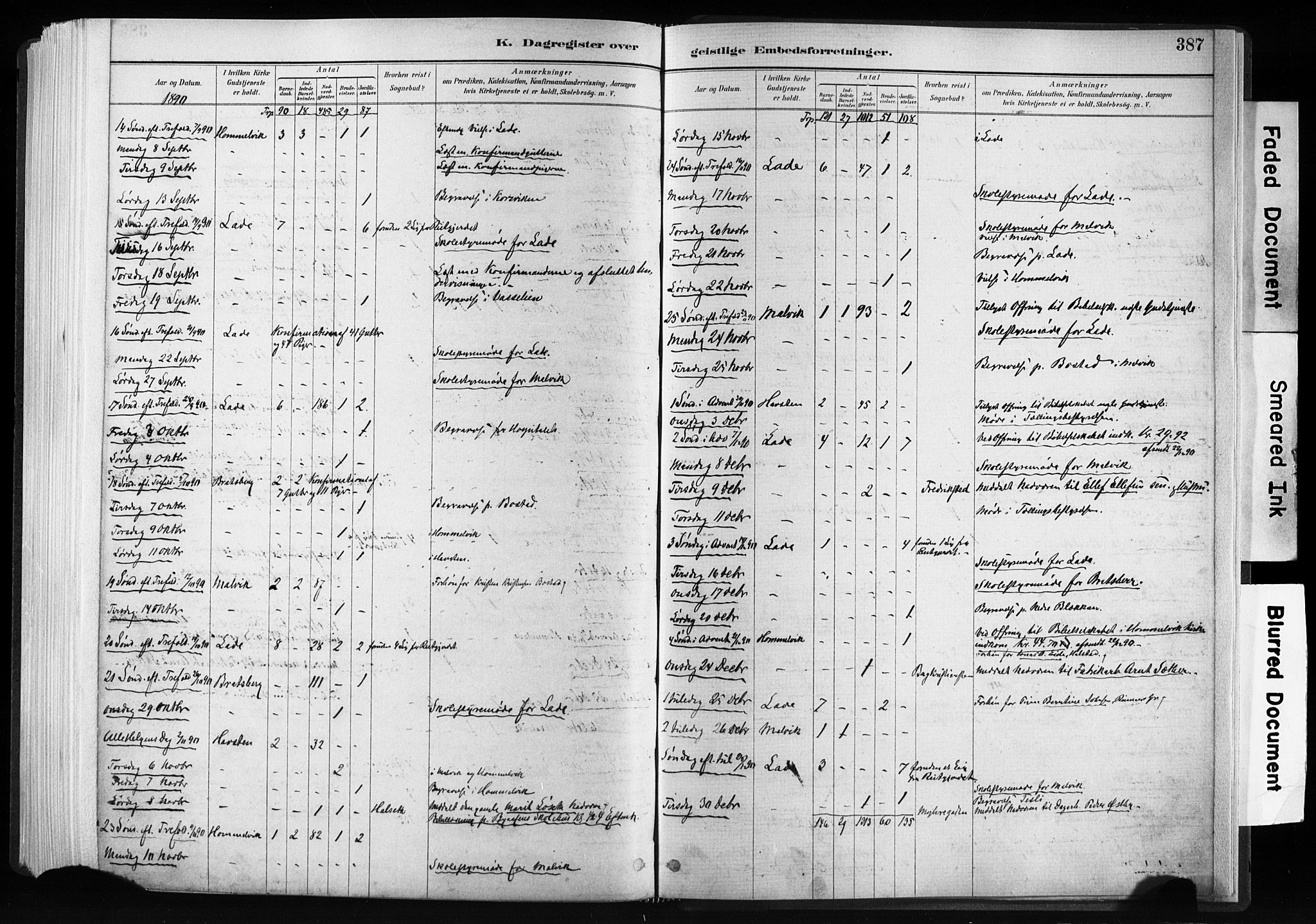 Ministerialprotokoller, klokkerbøker og fødselsregistre - Sør-Trøndelag, SAT/A-1456/606/L0300: Parish register (official) no. 606A15, 1886-1893, p. 387