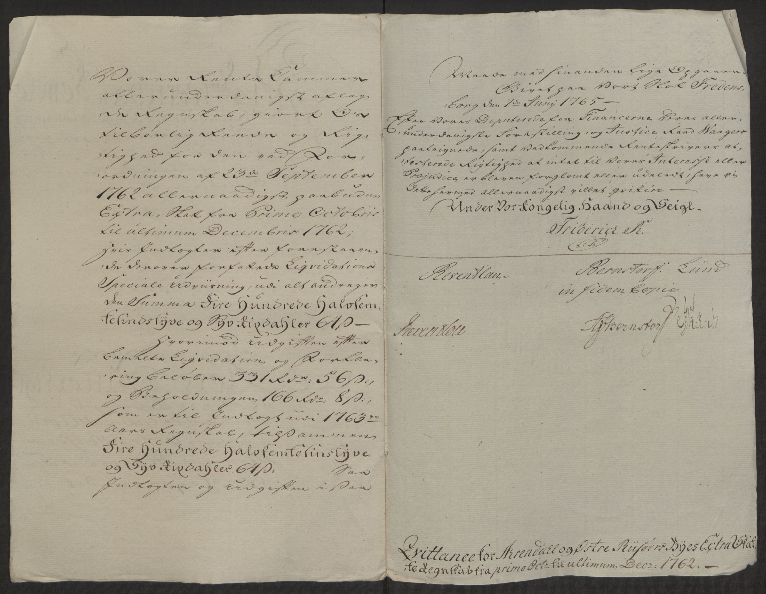 Rentekammeret inntil 1814, Reviderte regnskaper, Byregnskaper, RA/EA-4066/R/Rl/L0230/0001: [L4] Kontribusjonsregnskap / Ekstraskatt, 1762-1764, p. 13