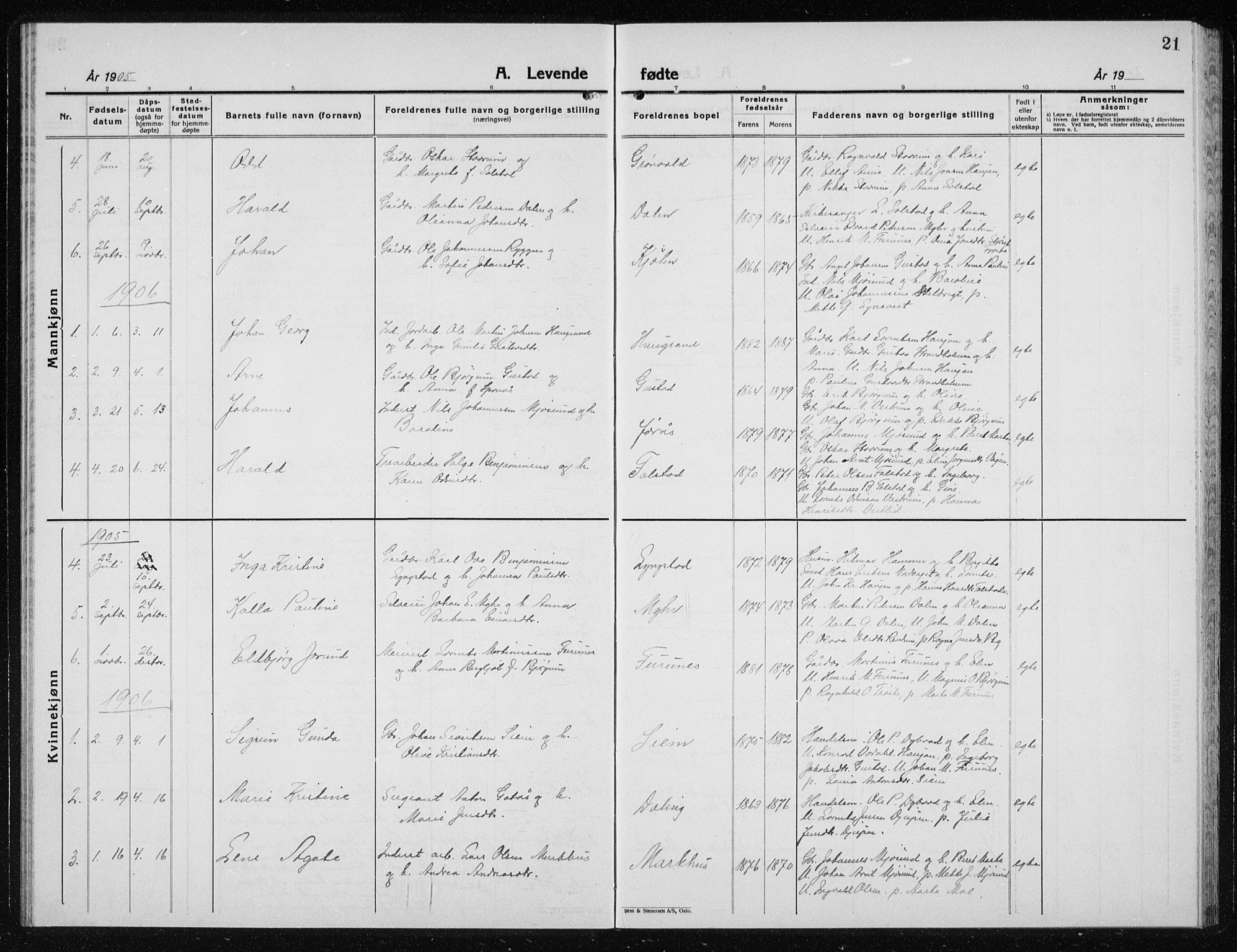 Ministerialprotokoller, klokkerbøker og fødselsregistre - Nord-Trøndelag, SAT/A-1458/719/L0180: Parish register (copy) no. 719C01, 1878-1940, p. 21