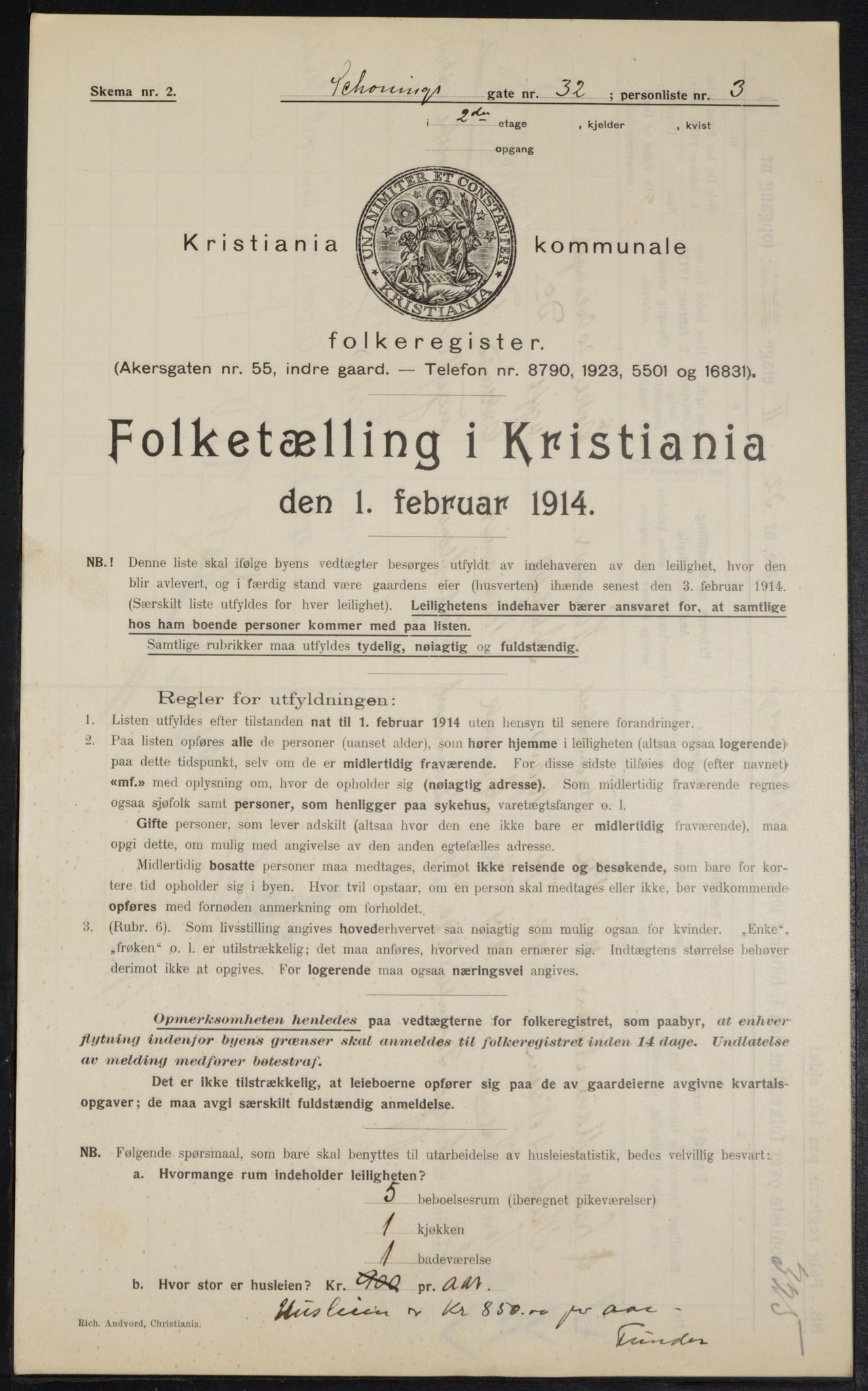 OBA, Municipal Census 1914 for Kristiania, 1914, p. 93575