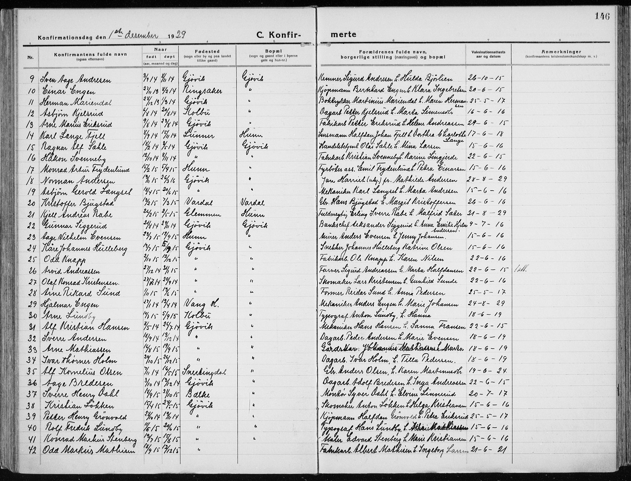 Vardal prestekontor, AV/SAH-PREST-100/H/Ha/Haa/L0015: Parish register (official) no. 15, 1923-1937, p. 146