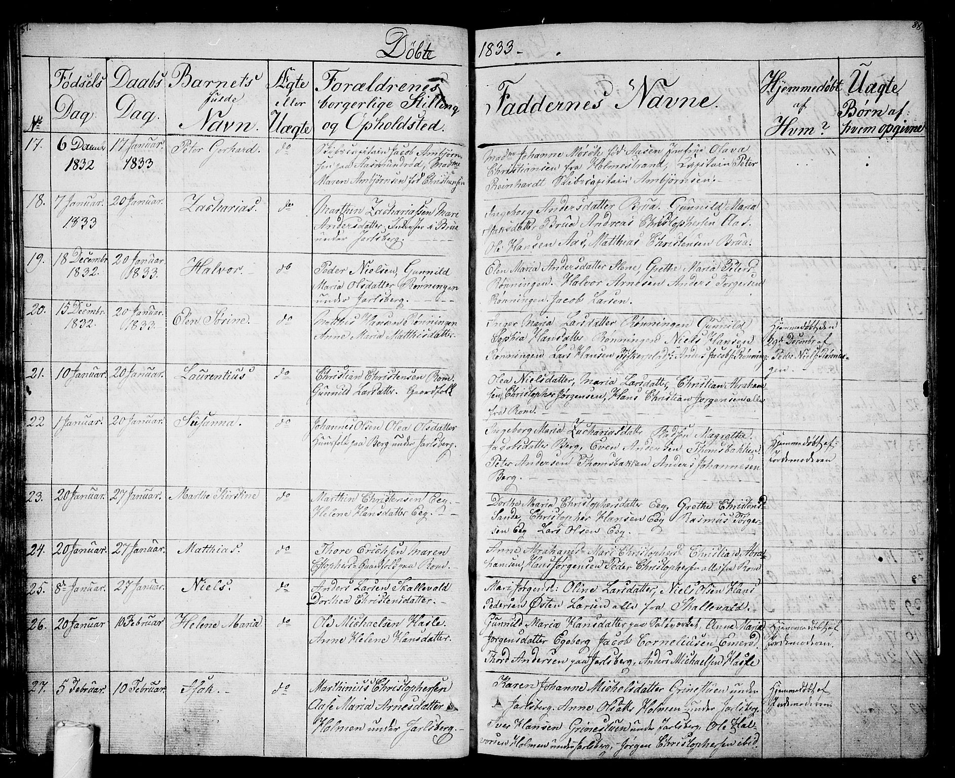 Sem kirkebøker, SAKO/A-5/F/Fa/L0005: Parish register (official) no. I 5, 1825-1842, p. 87-88