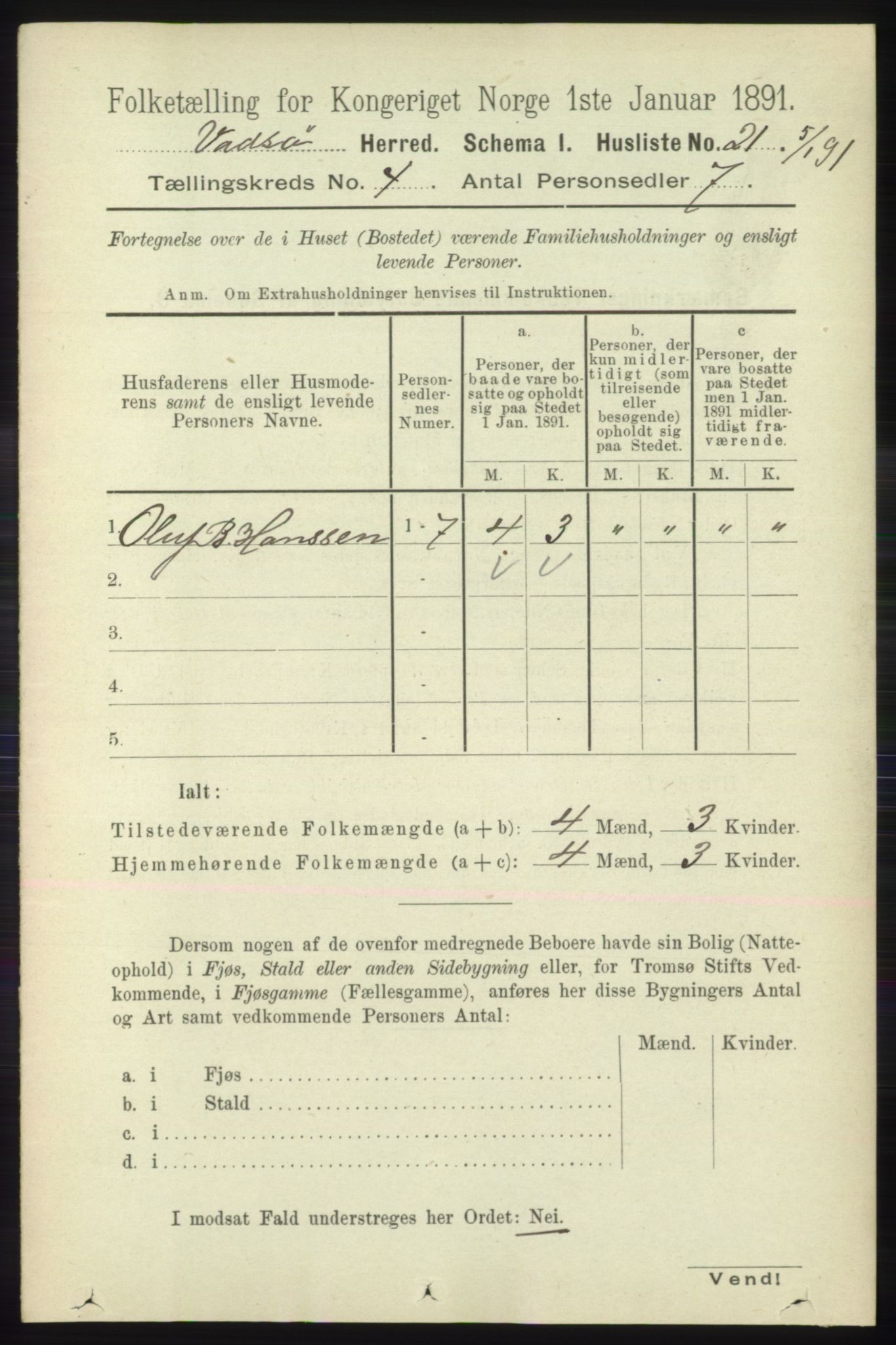 RA, 1891 census for 2029 Vadsø, 1891, p. 1164