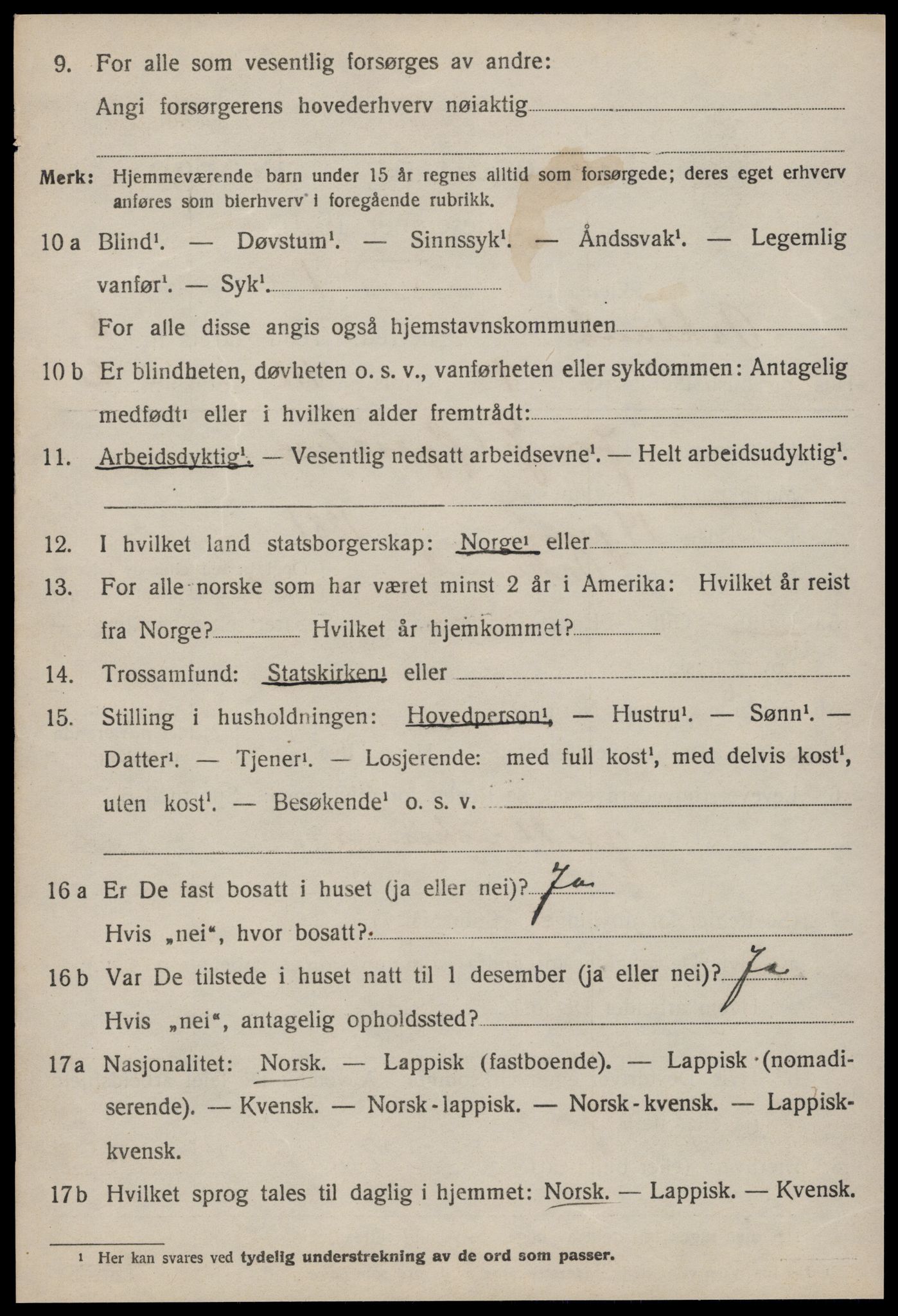 SAT, 1920 census for Orkland, 1920, p. 4023