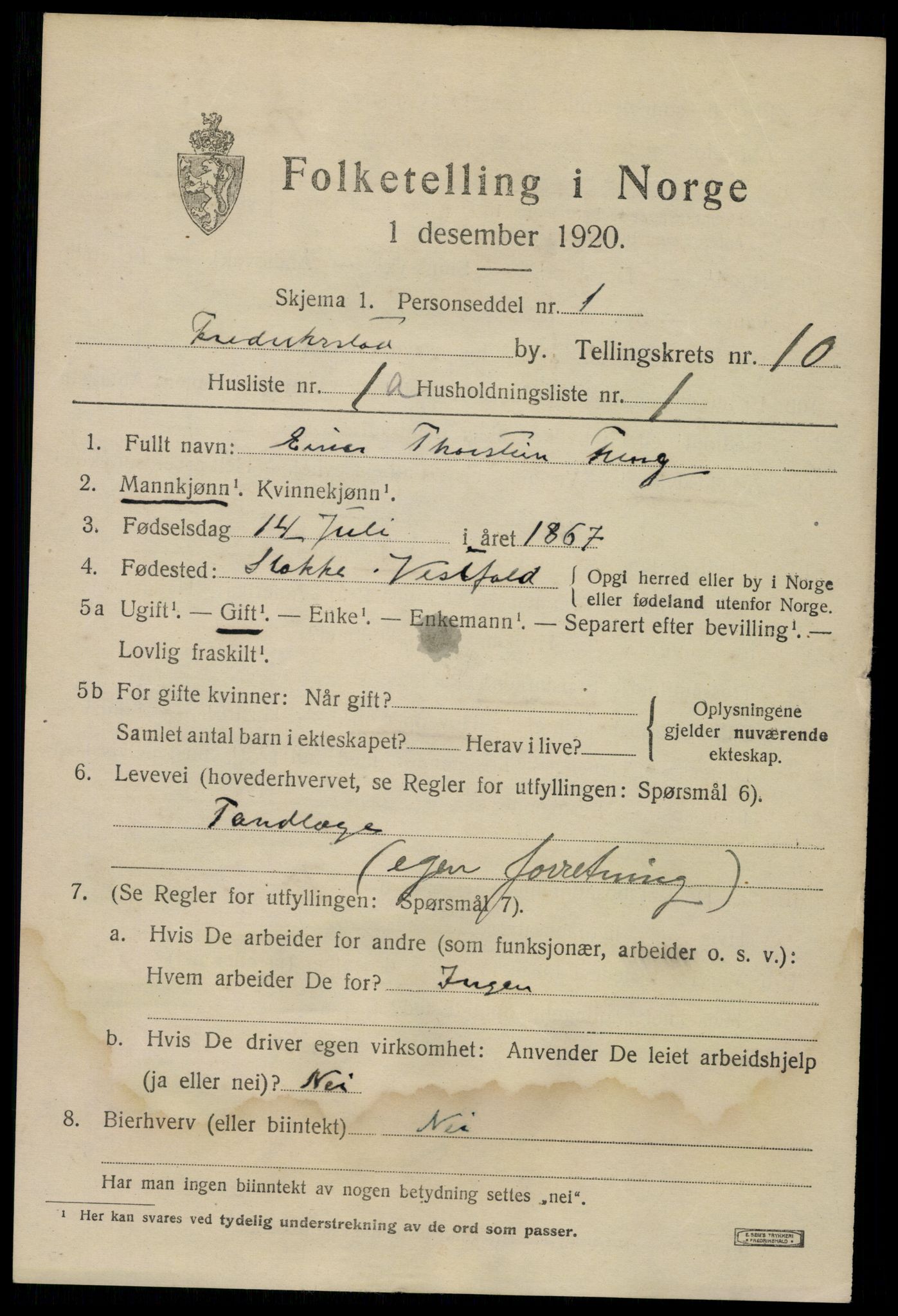 SAO, 1920 census for Fredrikstad, 1920, p. 26717