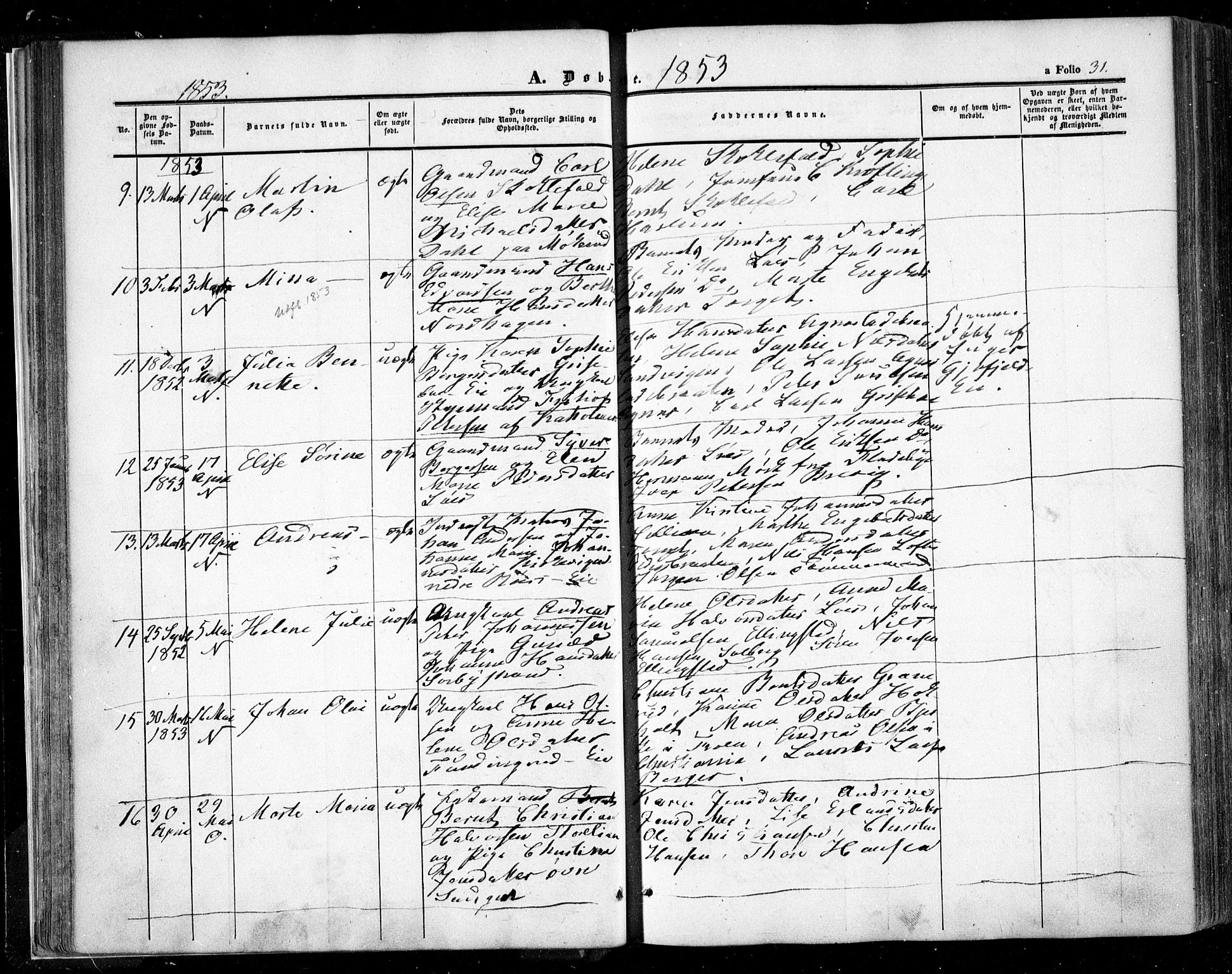 Nesodden prestekontor Kirkebøker, AV/SAO-A-10013/F/Fa/L0007: Parish register (official) no. I 7, 1848-1868, p. 31