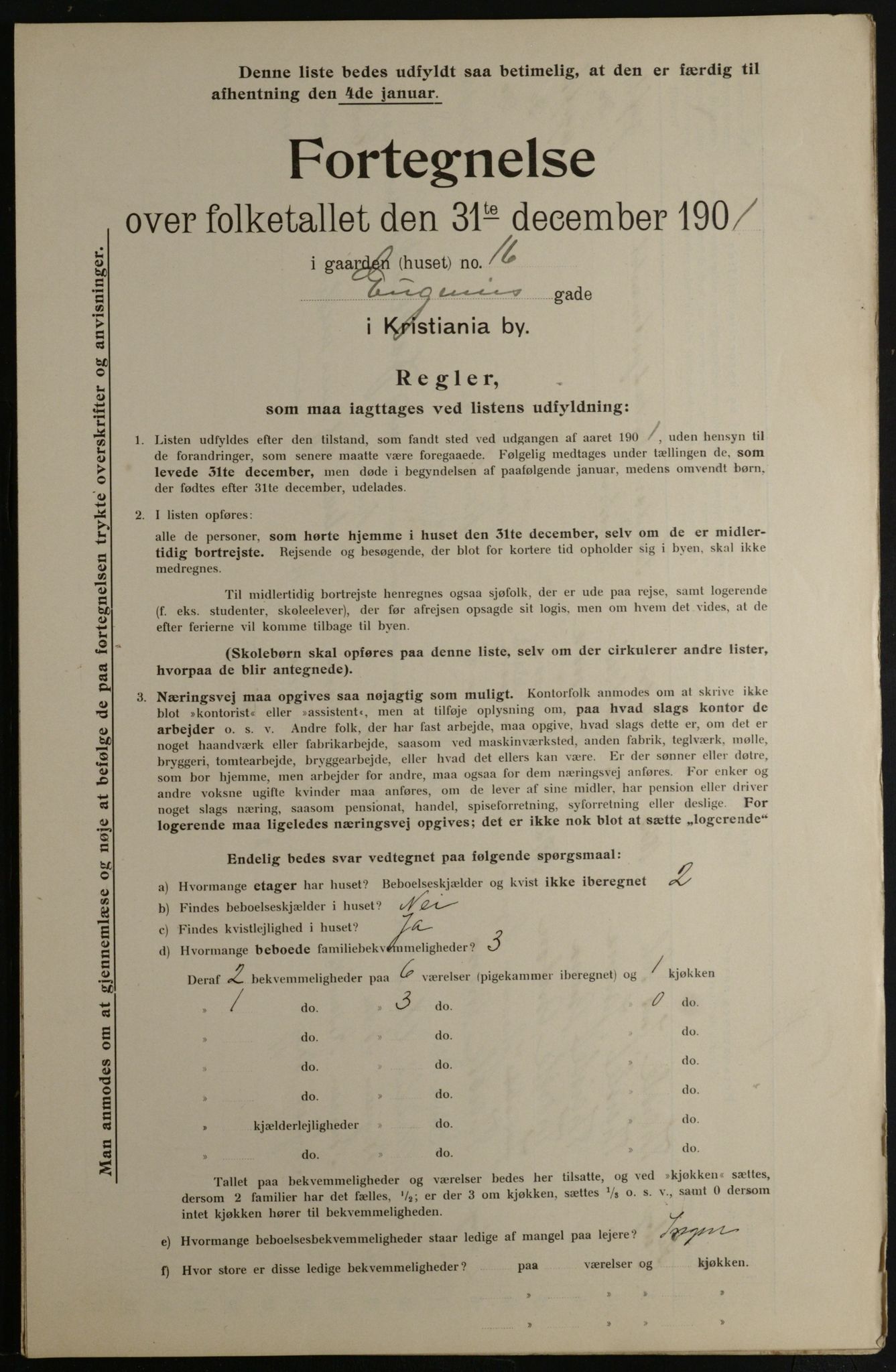 OBA, Municipal Census 1901 for Kristiania, 1901, p. 3679