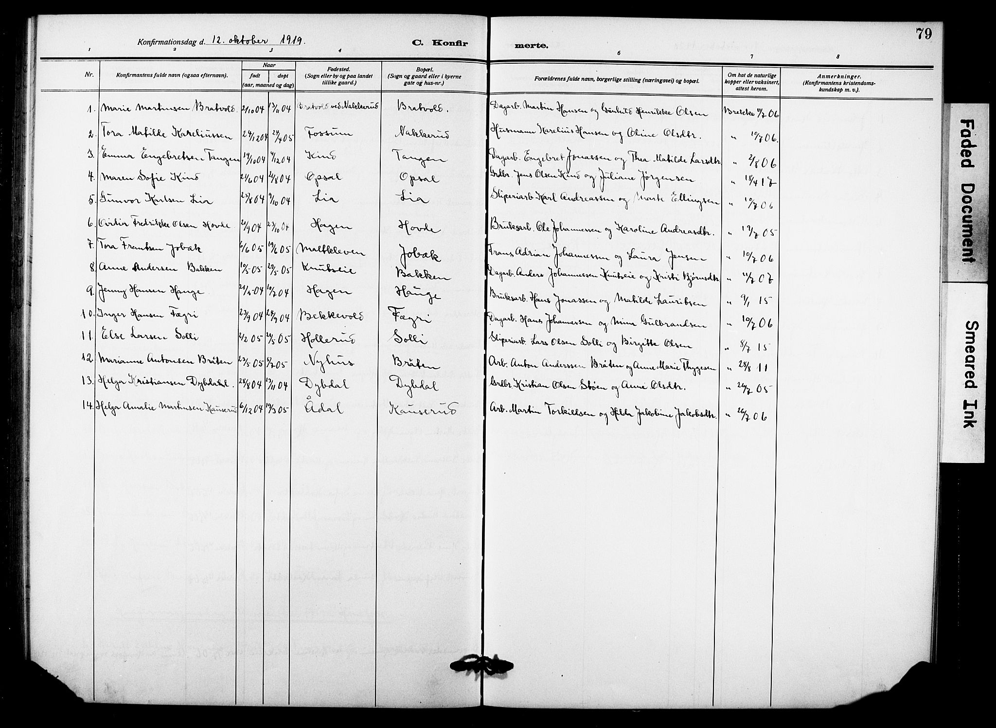 Hole kirkebøker, AV/SAKO-A-228/G/Gb/L0005: Parish register (copy) no. II 5, 1915-1932, p. 79