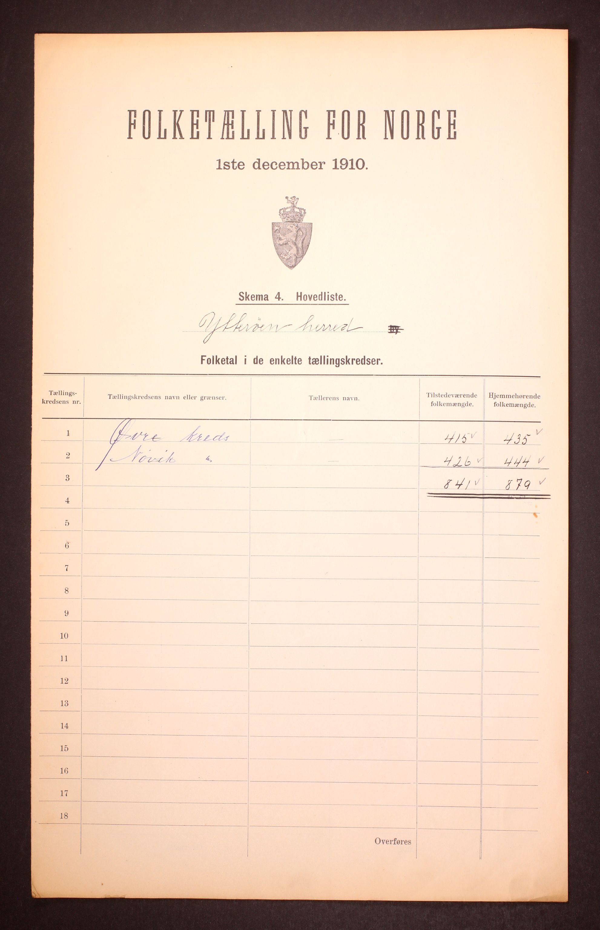 RA, 1910 census for Ytterøy, 1910, p. 2