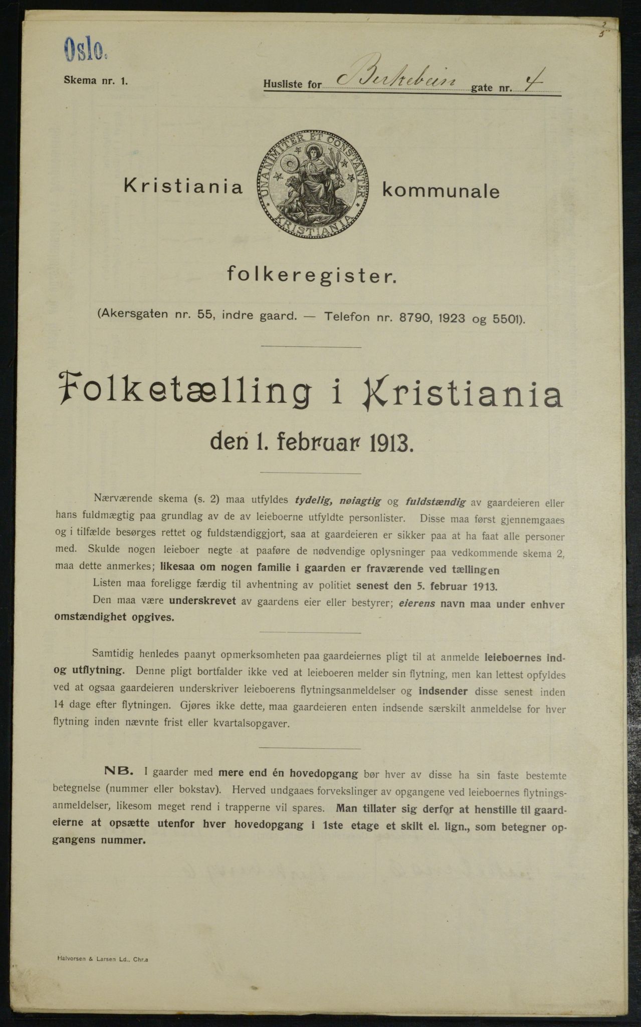 OBA, Municipal Census 1913 for Kristiania, 1913, p. 4763