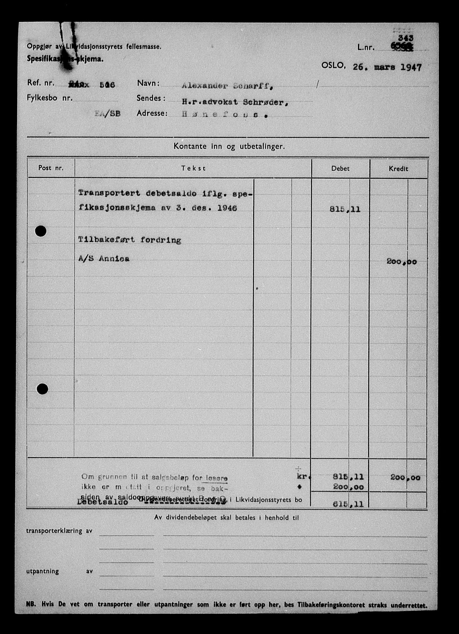 Justisdepartementet, Tilbakeføringskontoret for inndratte formuer, AV/RA-S-1564/H/Hc/Hcd/L1005: --, 1945-1947, p. 283