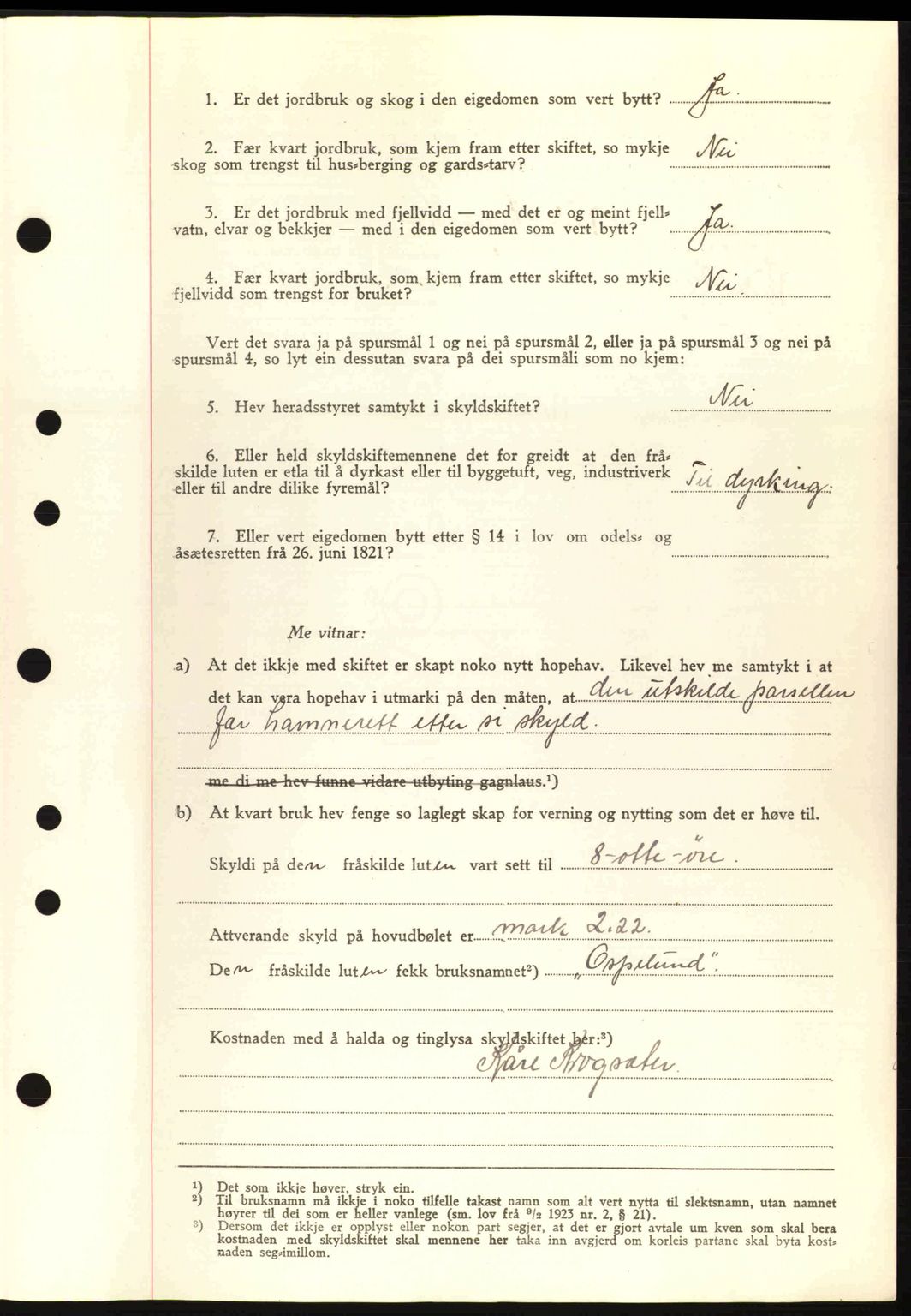 Nordre Sunnmøre sorenskriveri, AV/SAT-A-0006/1/2/2C/2Ca: Mortgage book no. A13, 1942-1942, Diary no: : 1016/1942