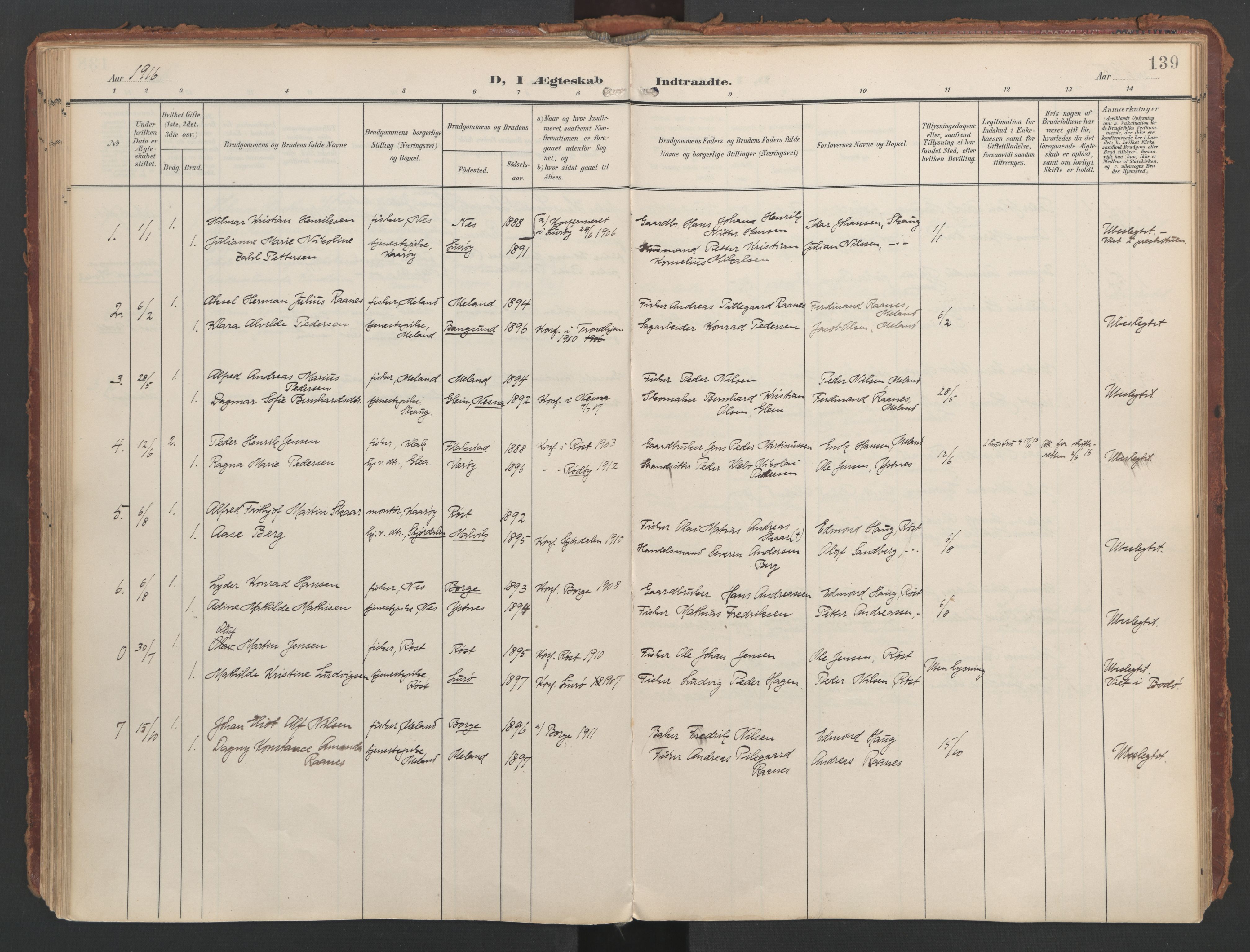 Ministerialprotokoller, klokkerbøker og fødselsregistre - Nordland, AV/SAT-A-1459/808/L0129: Parish register (official) no. 808A02, 1903-1931, p. 139