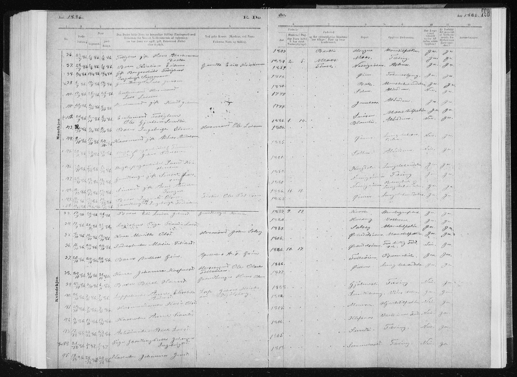 Ministerialprotokoller, klokkerbøker og fødselsregistre - Sør-Trøndelag, AV/SAT-A-1456/668/L0818: Parish register (copy) no. 668C07, 1885-1898, p. 298