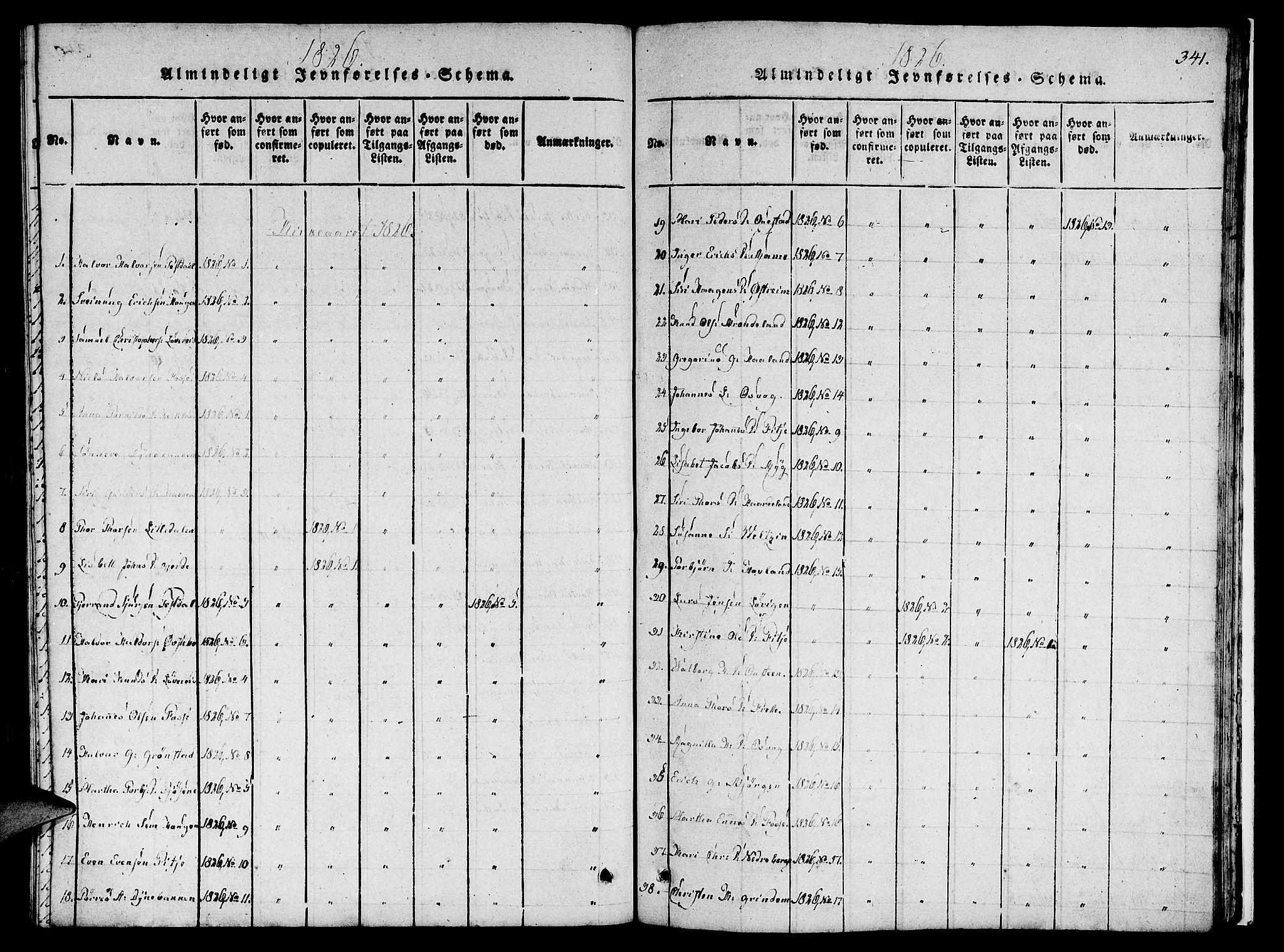 Etne sokneprestembete, SAB/A-75001/H/Haa: Parish register (official) no. A 6, 1815-1831, p. 341