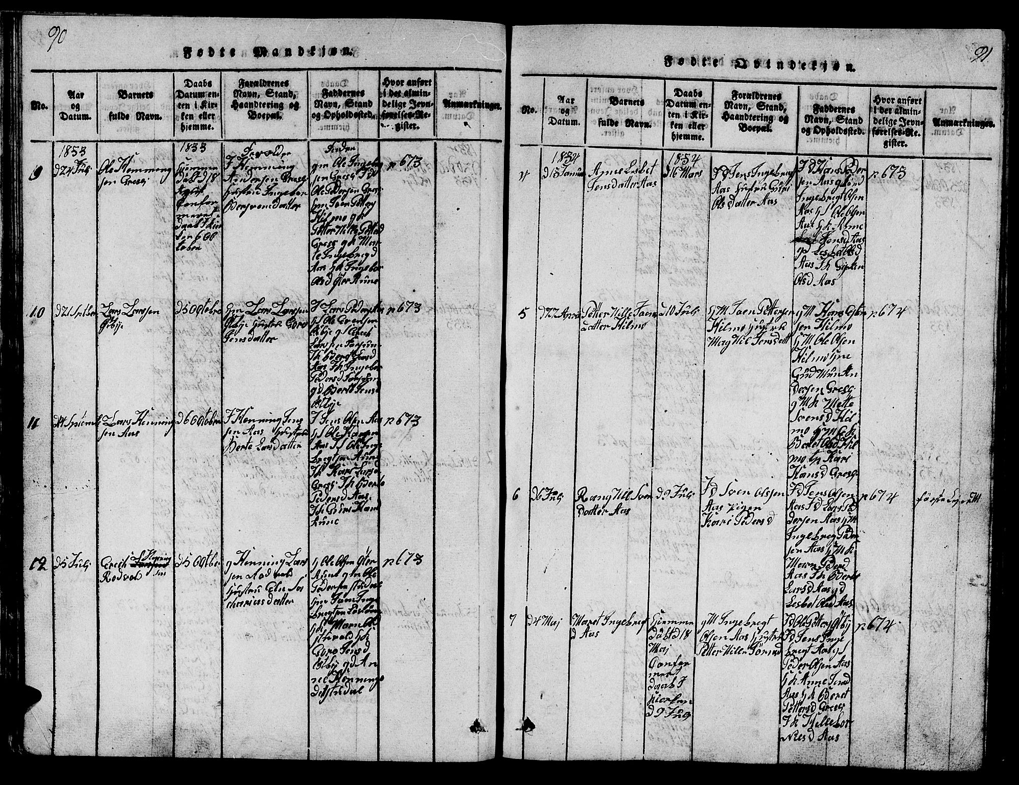 Ministerialprotokoller, klokkerbøker og fødselsregistre - Sør-Trøndelag, AV/SAT-A-1456/698/L1164: Parish register (copy) no. 698C01, 1816-1861, p. 90-91