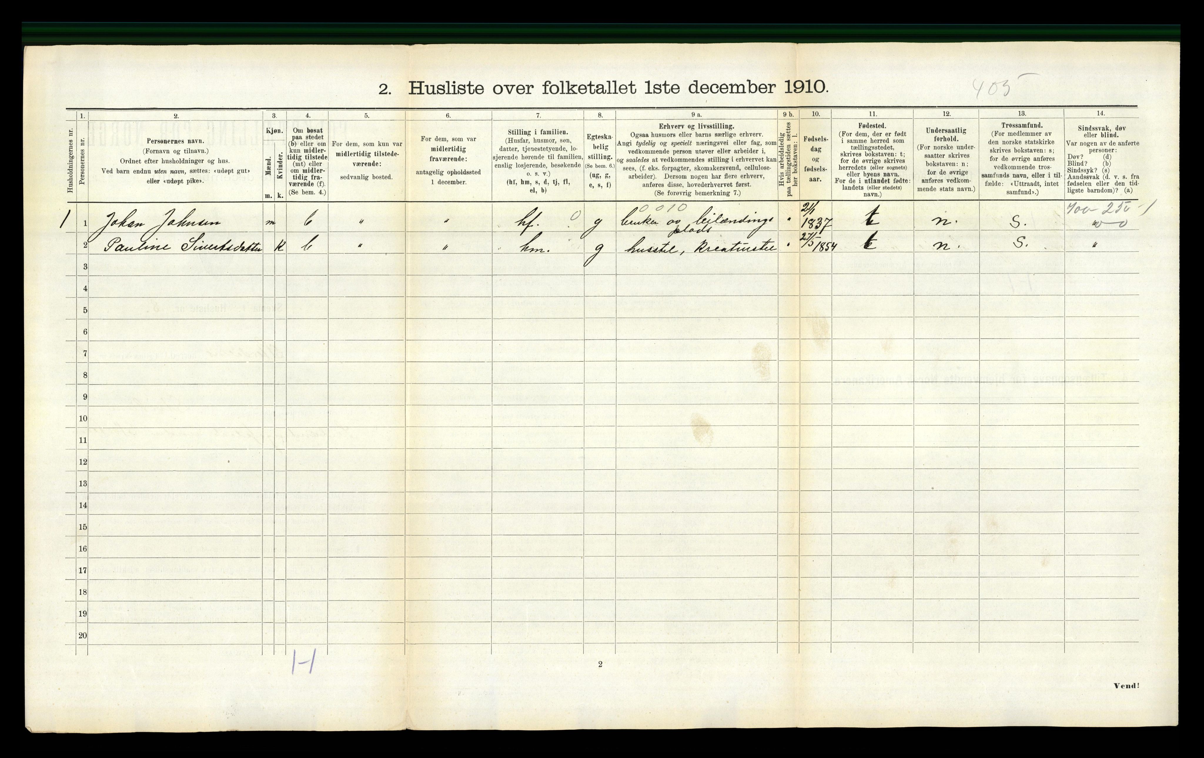 RA, 1910 census for Stordal, 1910, p. 173