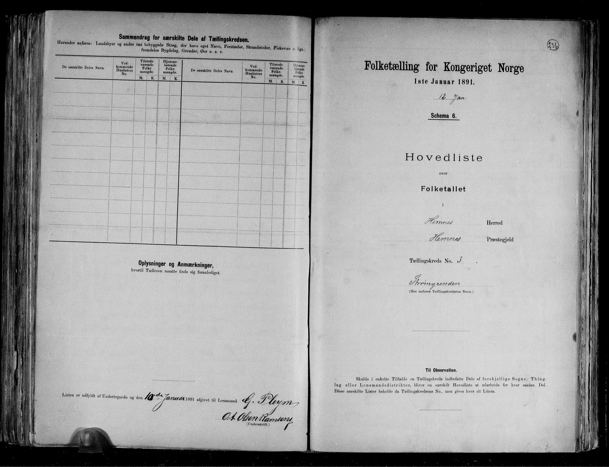 RA, 1891 census for 1832 Hemnes, 1891, p. 11