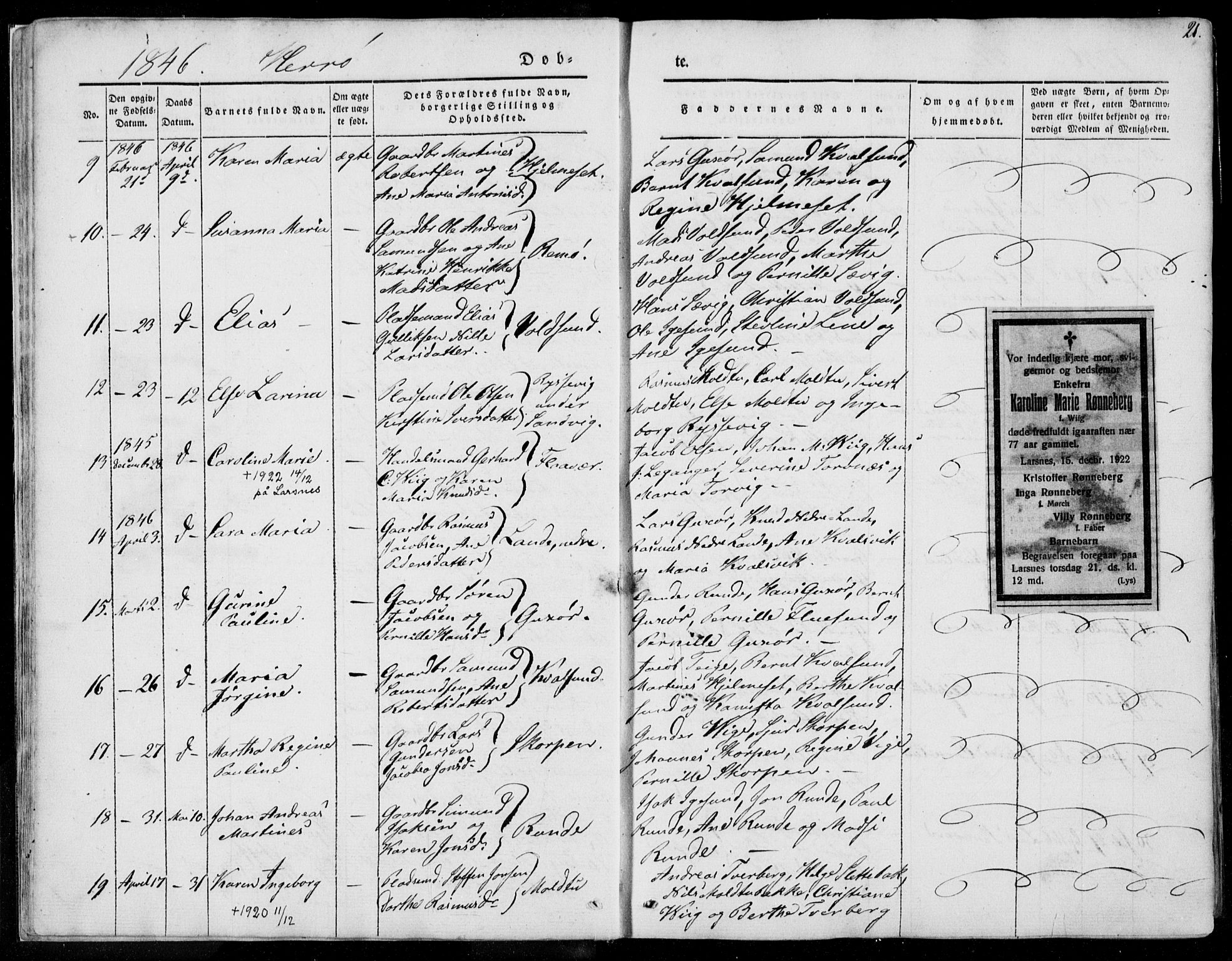 Ministerialprotokoller, klokkerbøker og fødselsregistre - Møre og Romsdal, SAT/A-1454/507/L0070: Parish register (official) no. 507A05, 1842-1873, p. 21