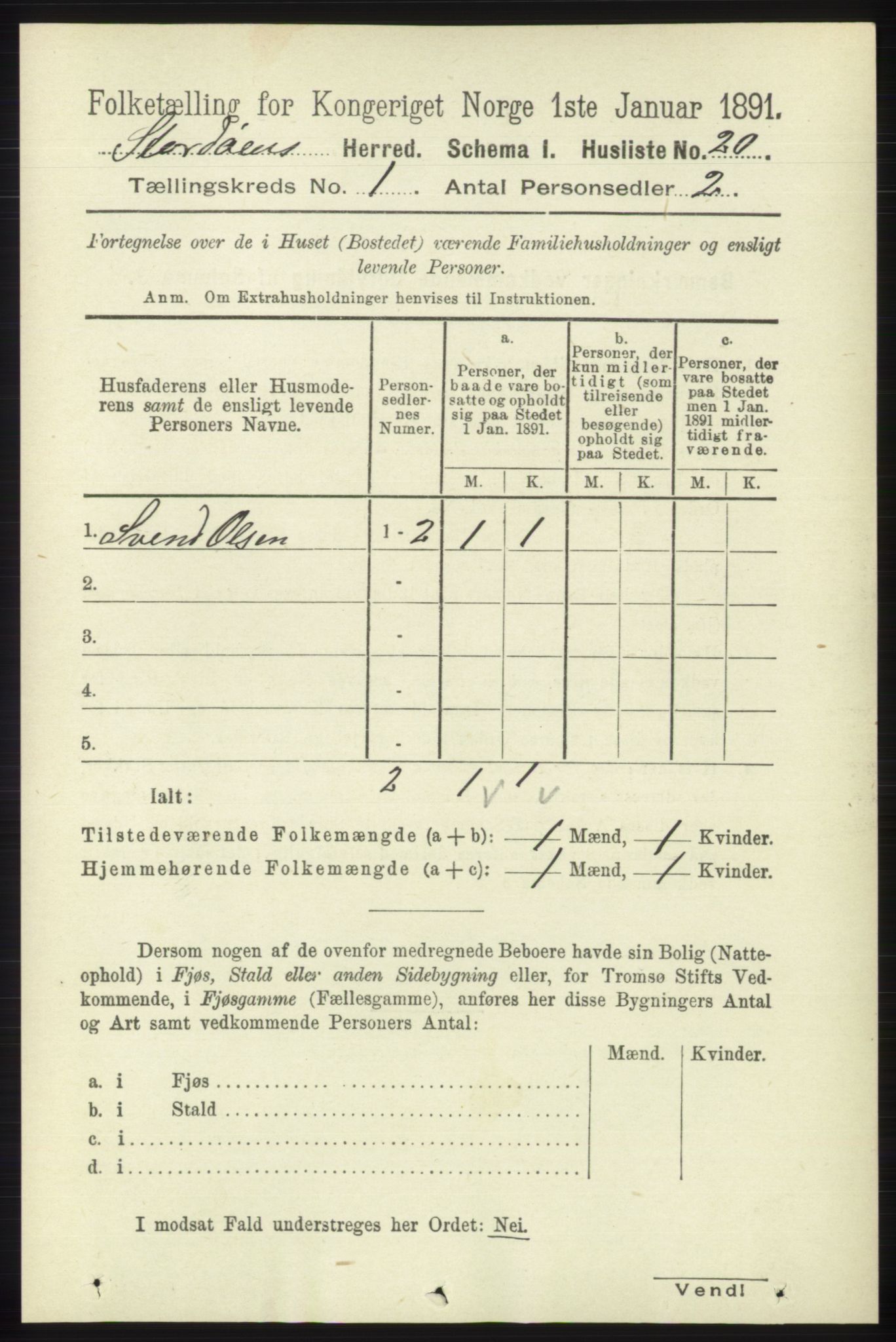 RA, 1891 census for 1221 Stord, 1891, p. 38