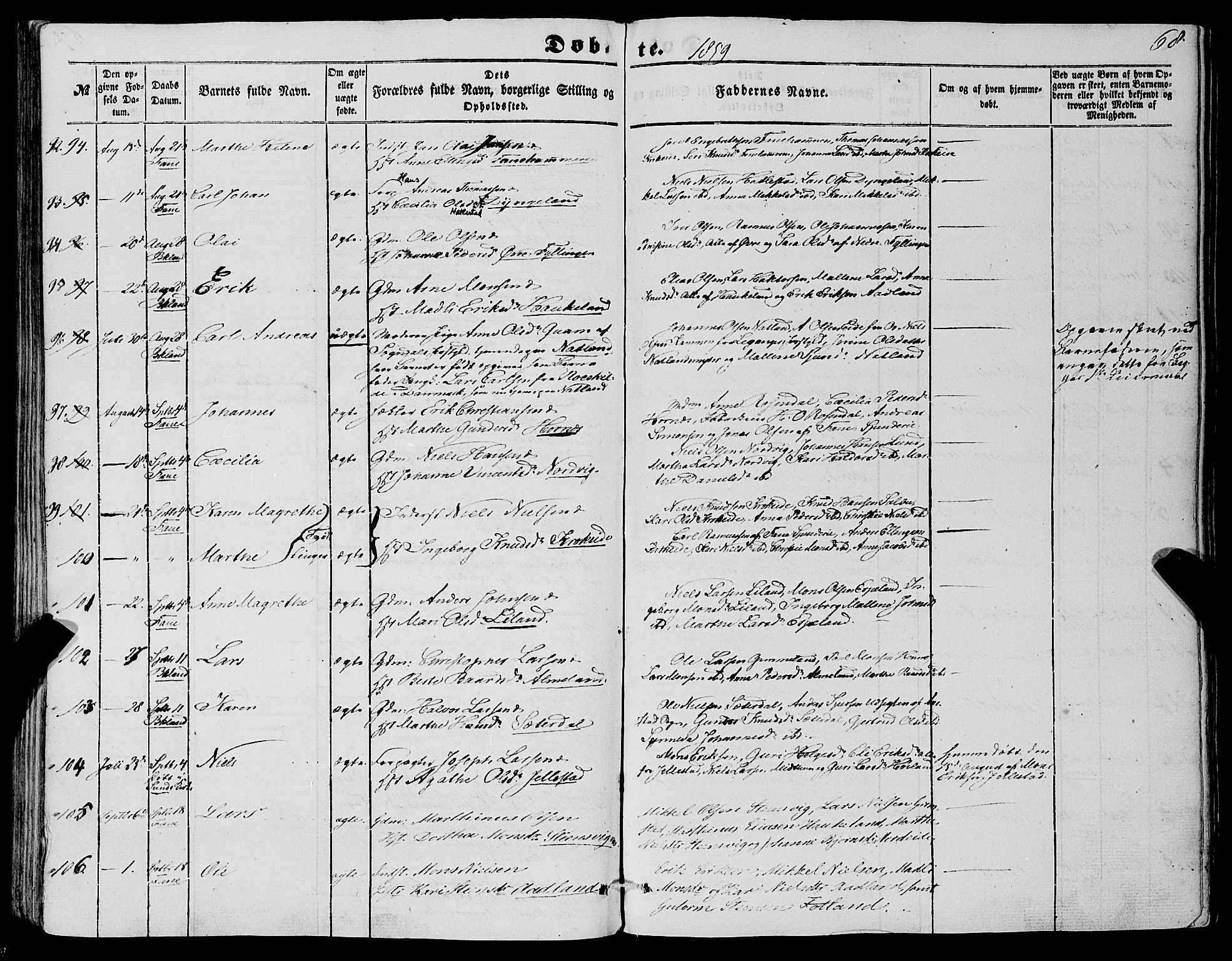 Fana Sokneprestembete, AV/SAB-A-75101/H/Haa/Haaa/L0011: Parish register (official) no. A 11, 1851-1862, p. 68