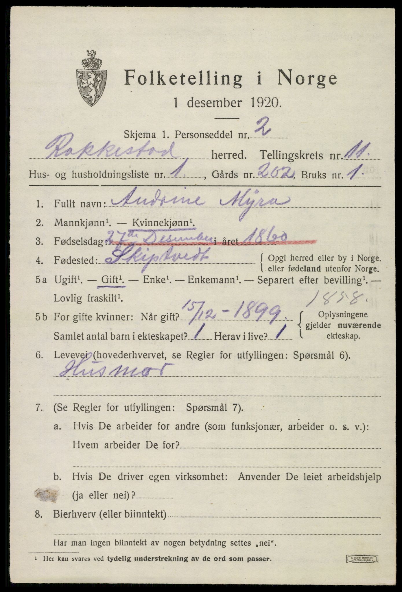 SAO, 1920 census for Rakkestad, 1920, p. 9859